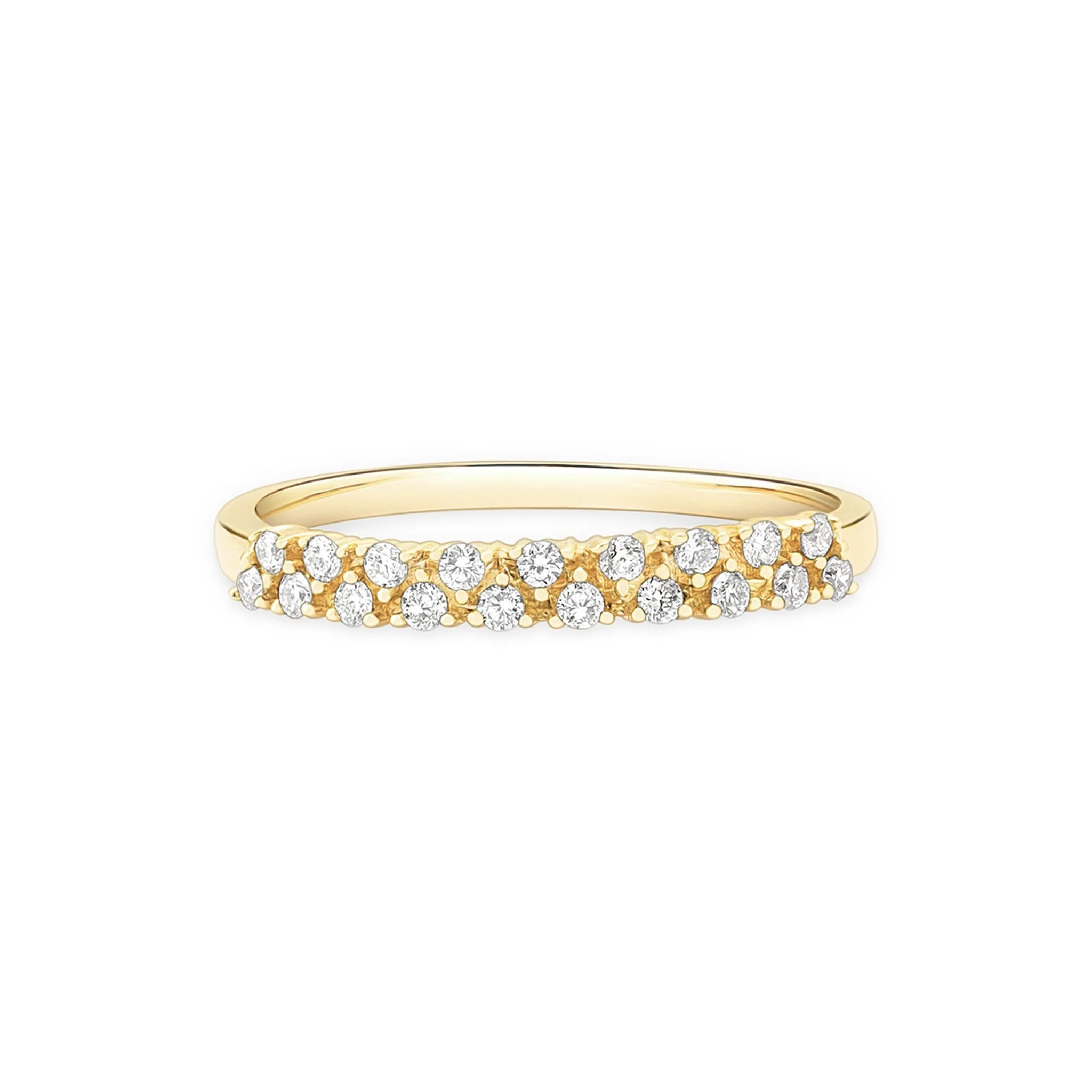 Double Row Diamond Eternity Ring in Solid 14k Yellow Gold