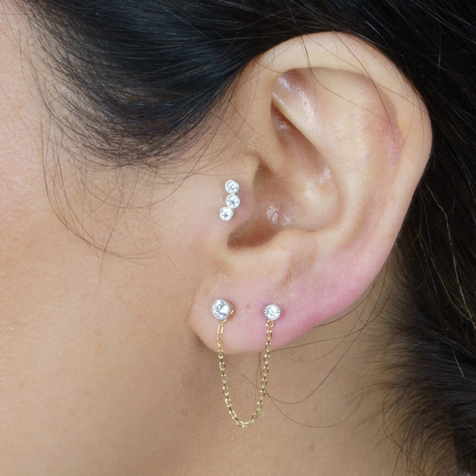 White Gold Double Piercing Chain - Image 4