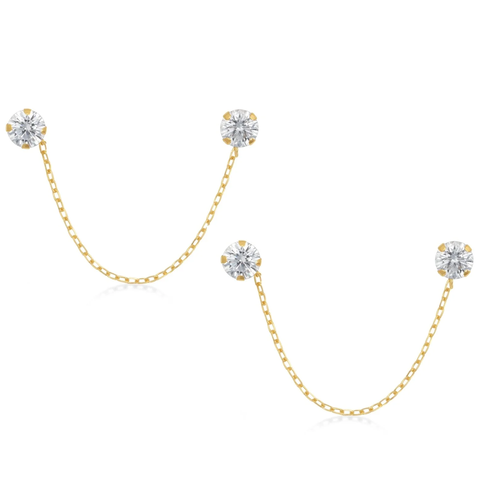 Yellow Gold Chain Dangle Stud - Image 10