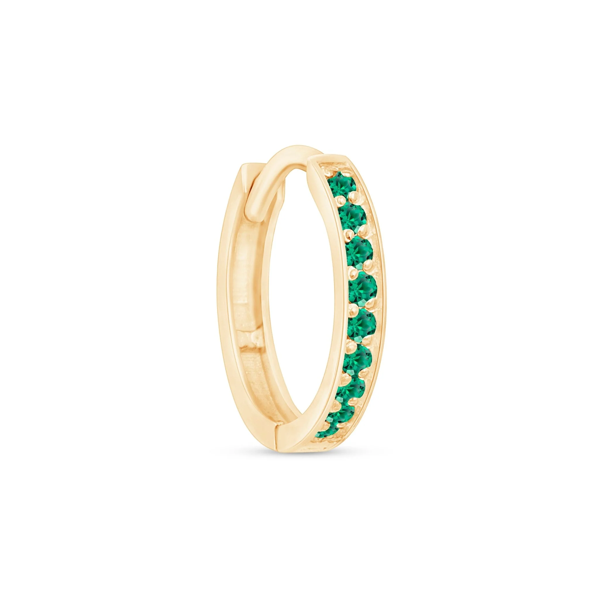 Yellow Gold Emerald Cartilage Hoop