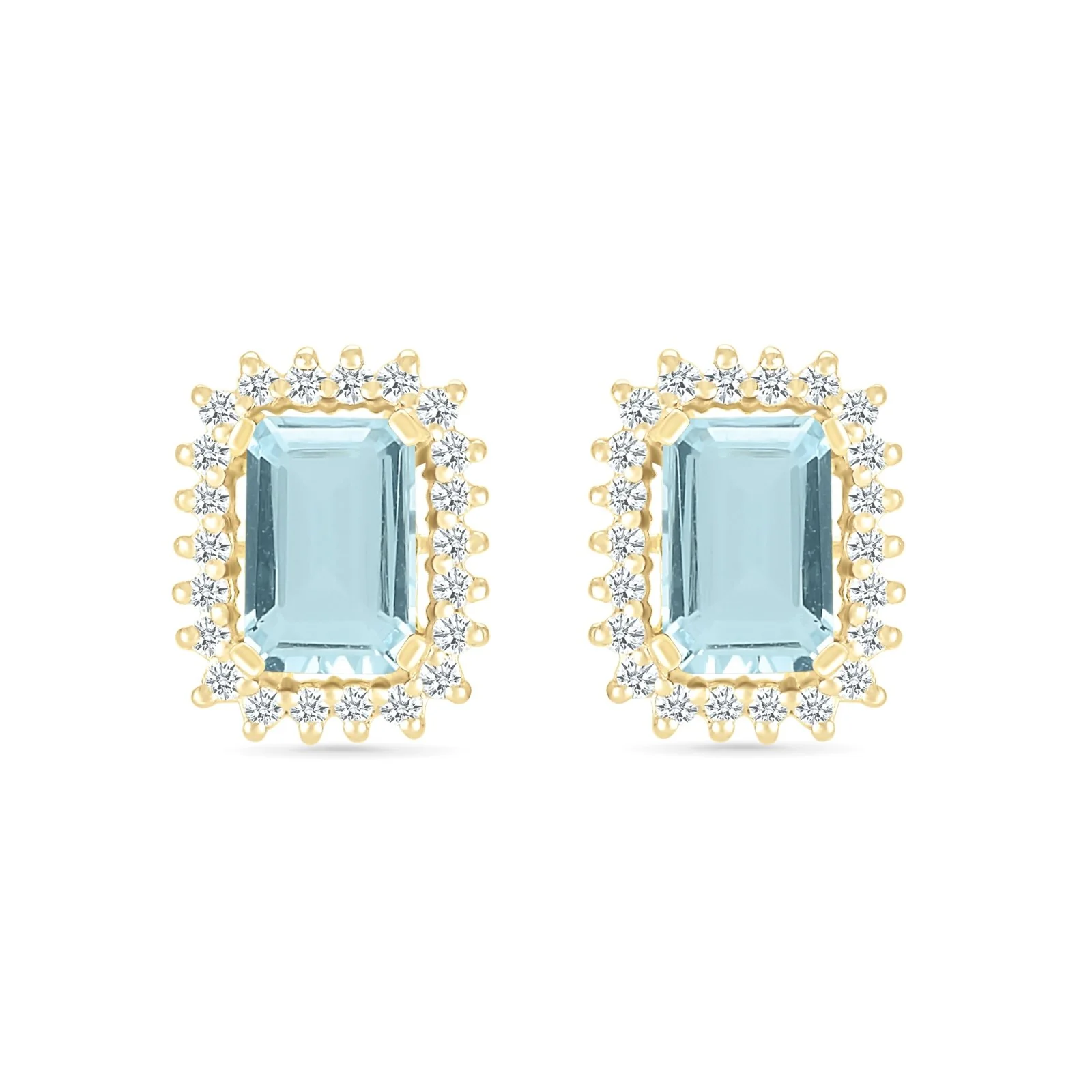 Yellow Gold Aquamarine White Sapphire Halo
