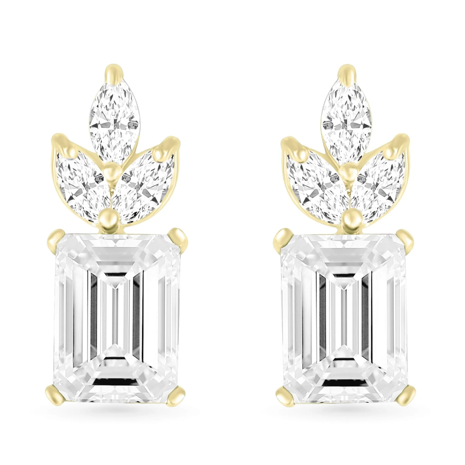 Yellow Gold White Sapphire Emerald Marquise Cut