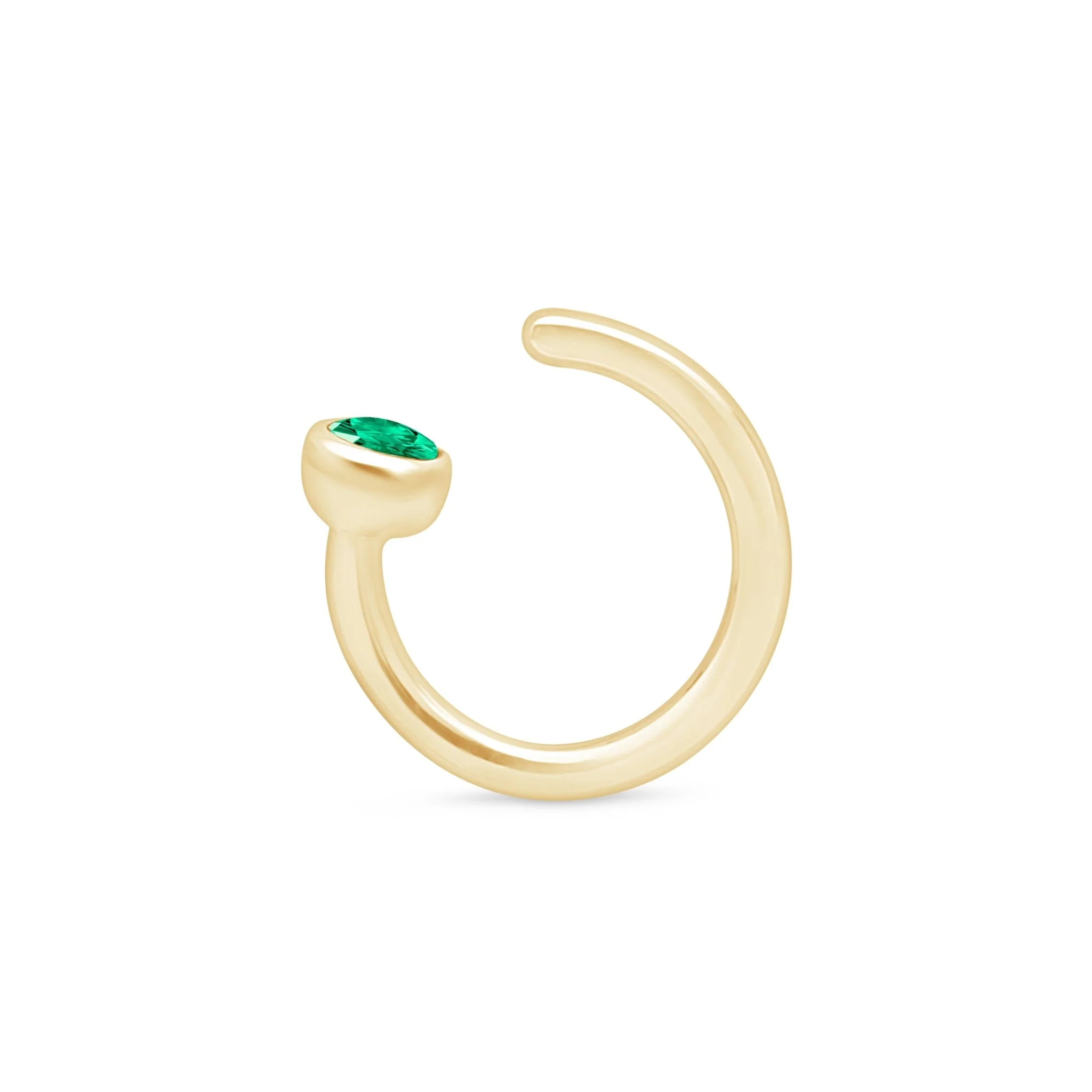 Yellow Gold Emerald Open Cuff Hoop - Image 10