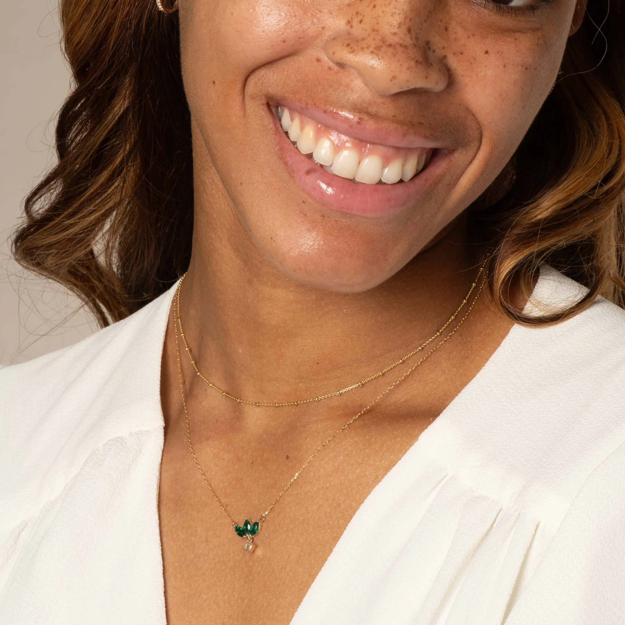 Yellow Gold Marquise Emerald Sapphire Pendant - Image 3