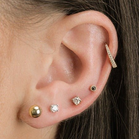 Yellow Gold Ball Screw Back Stud - Image 4
