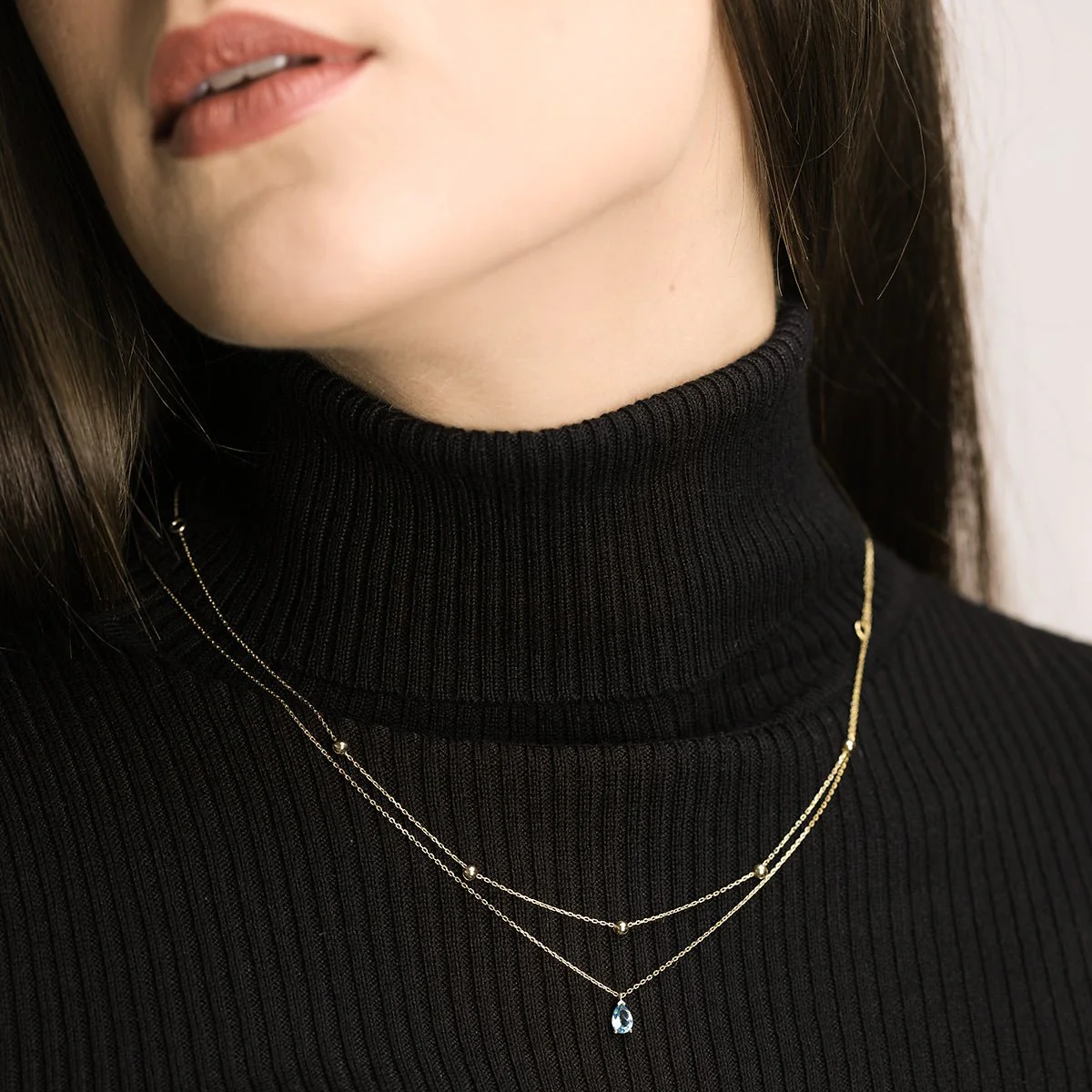 Yellow Gold Five Beaded Station Necklace - Image 8