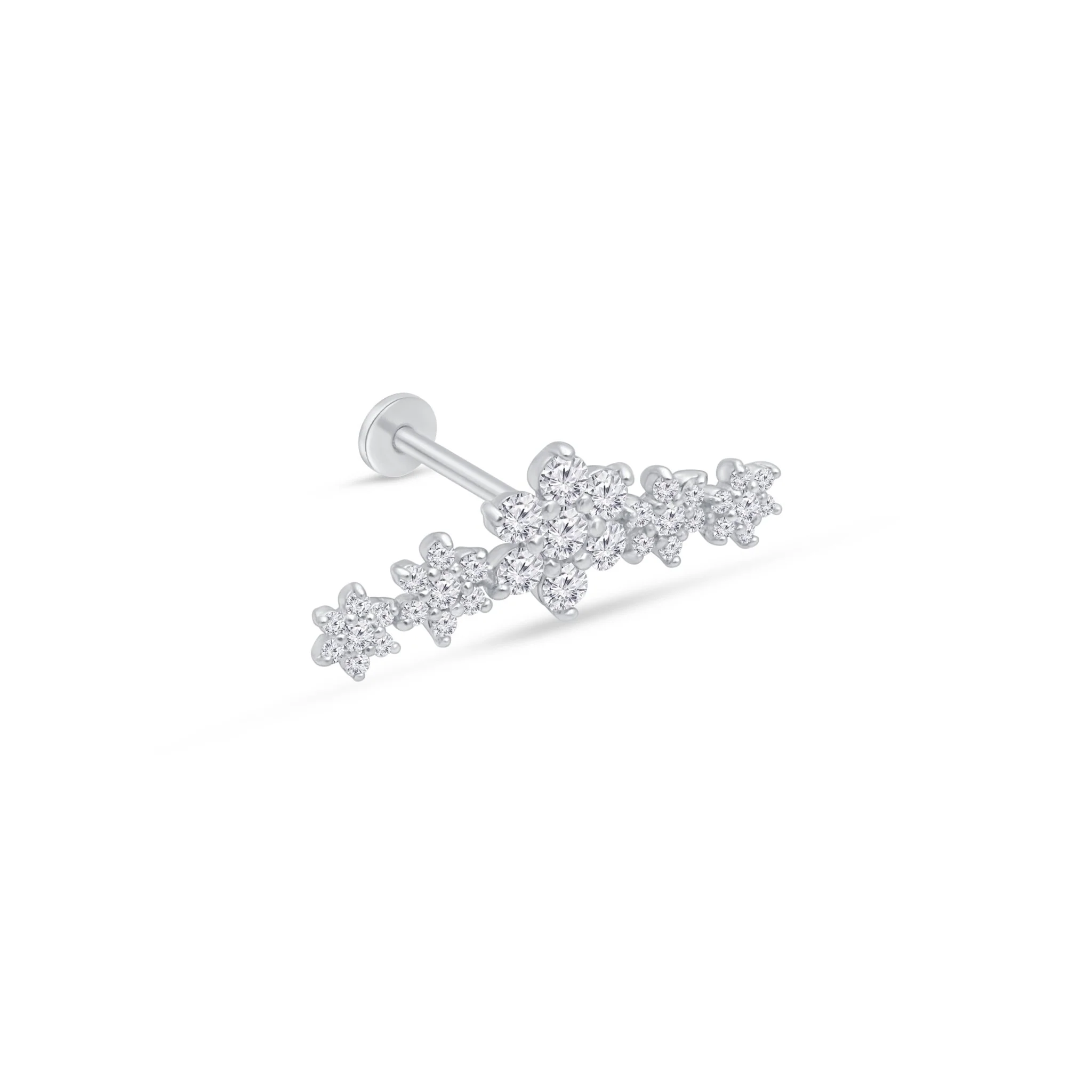White Gold Flower Diamond Garland Flat Back Earring - Image 11