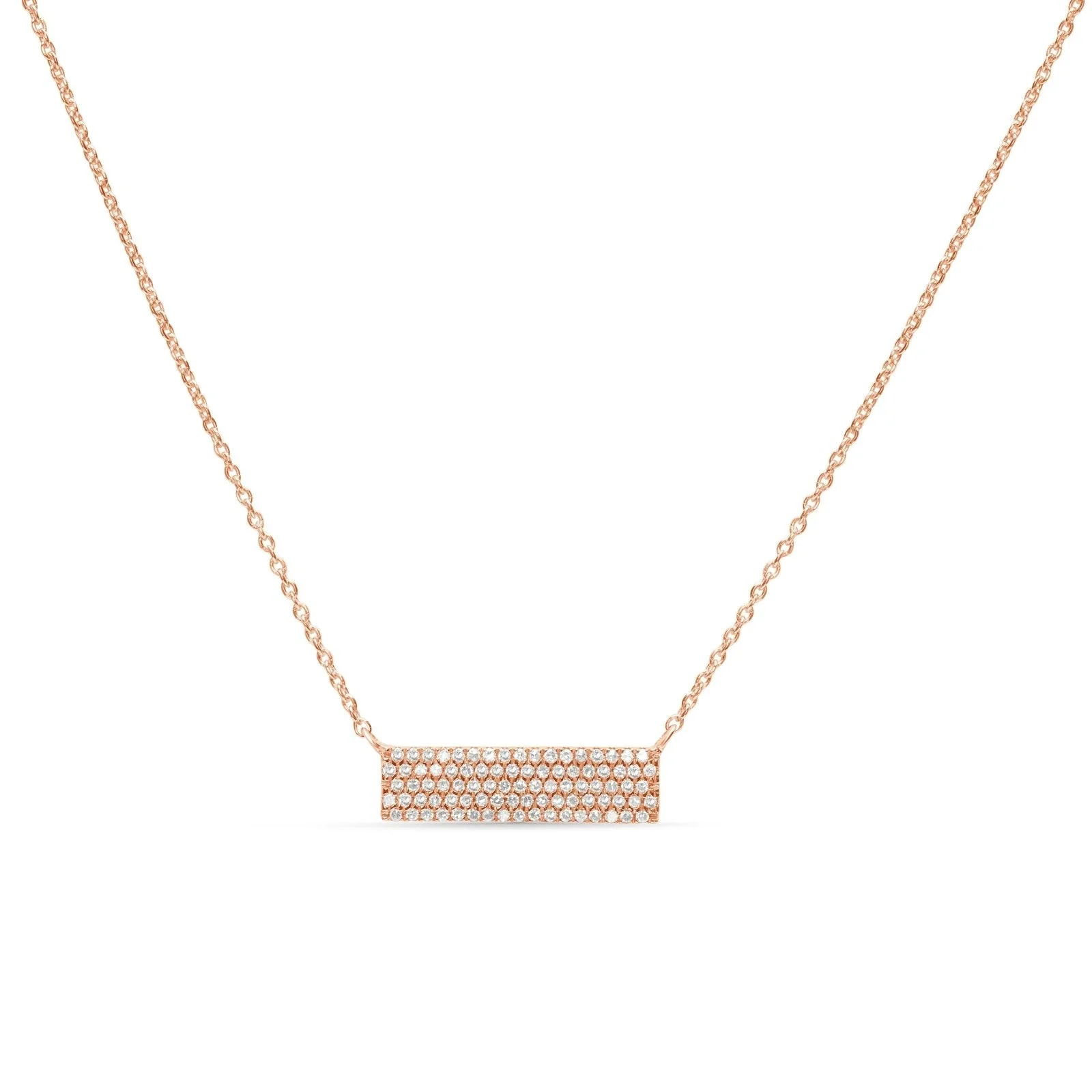 Rose Gold Five Row Diamond Bar Necklace