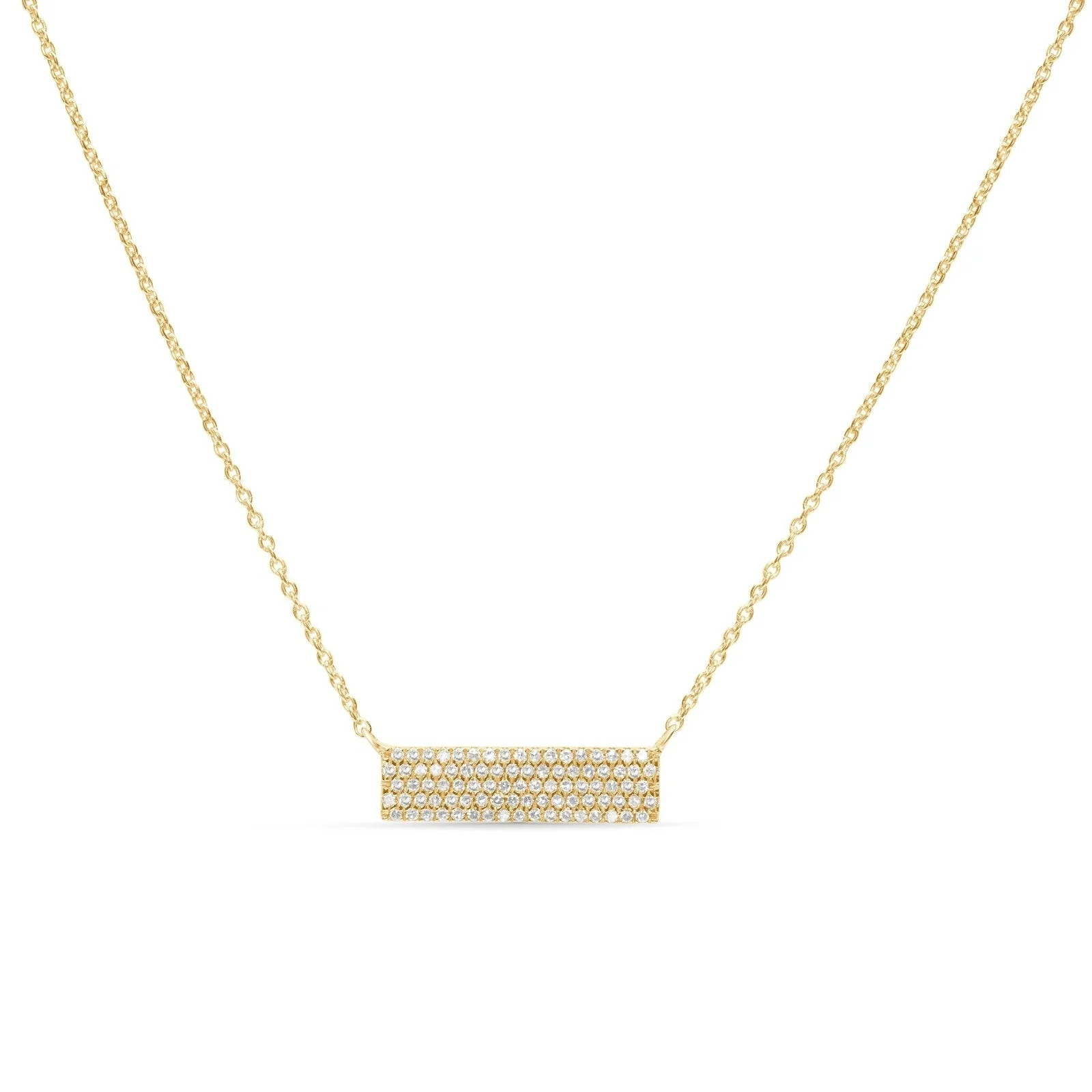 Yellow Gold Five Row Diamond Bar Necklace