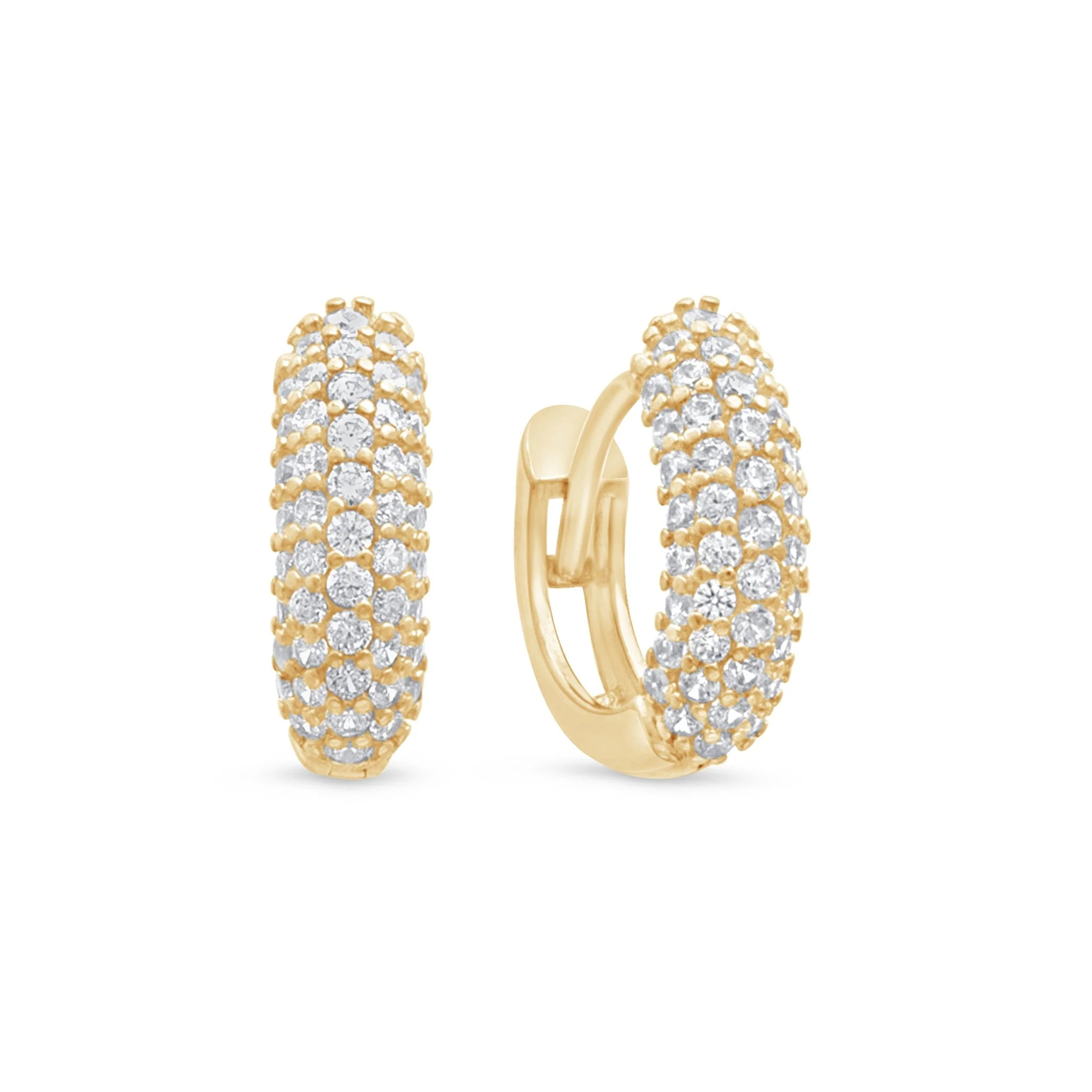 Yellow Gold Five Row Bubble Huggie Hoop