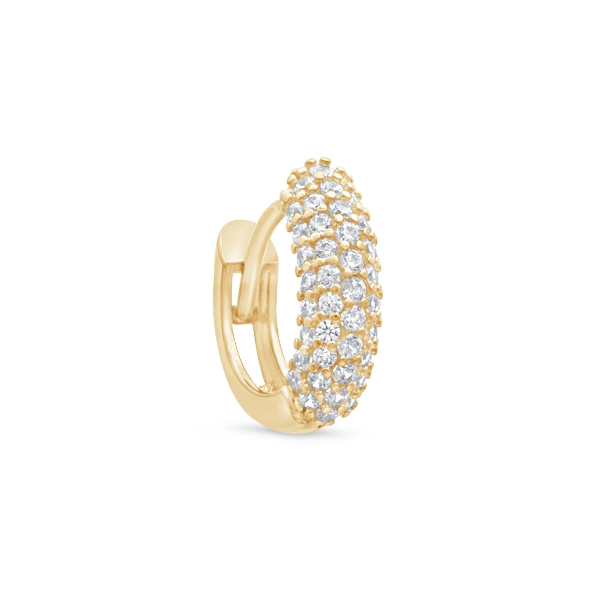 Yellow Gold Five Row Bubble Huggie Hoop - Image 5