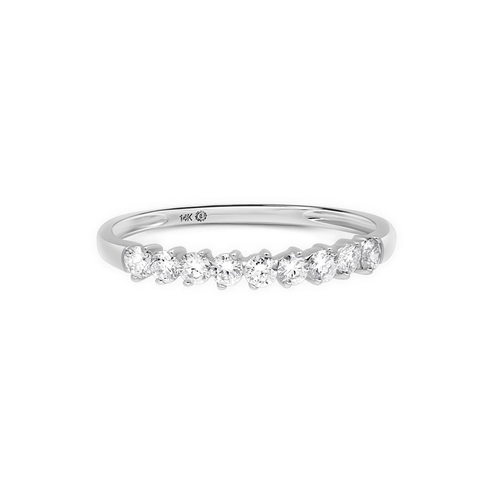 Floating Diamond Eternity Band in Solid 14k White Gold