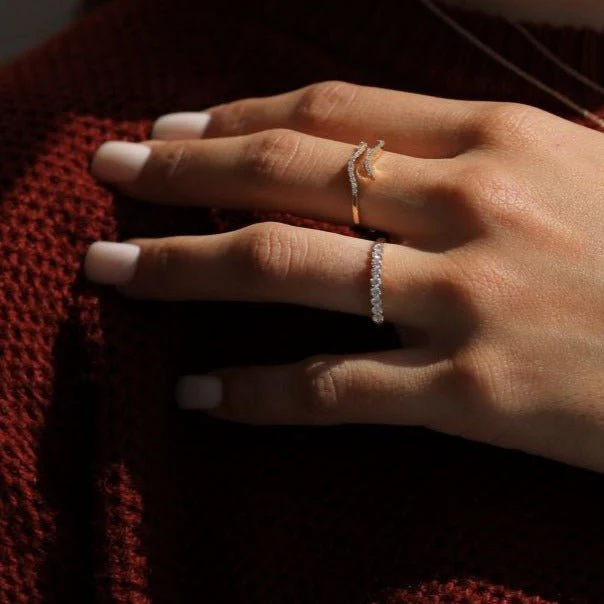 Floating Diamond Eternity Band in Solid 14k White Gold - Image 6