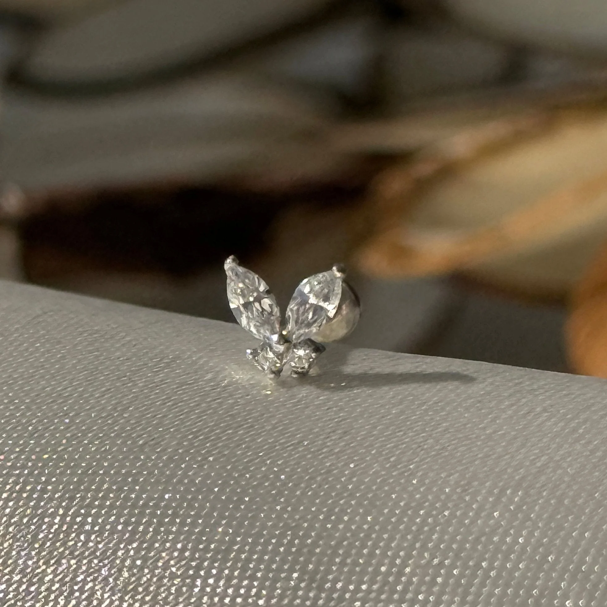 White Gold Fluttering Butterfly Flat Back Earring - Image 4