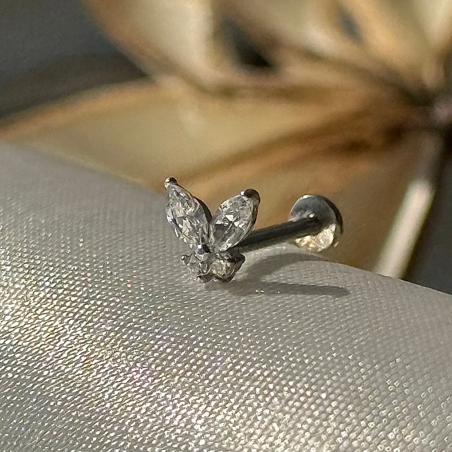 White Gold Fluttering Butterfly Flat Back Earring - Image 6