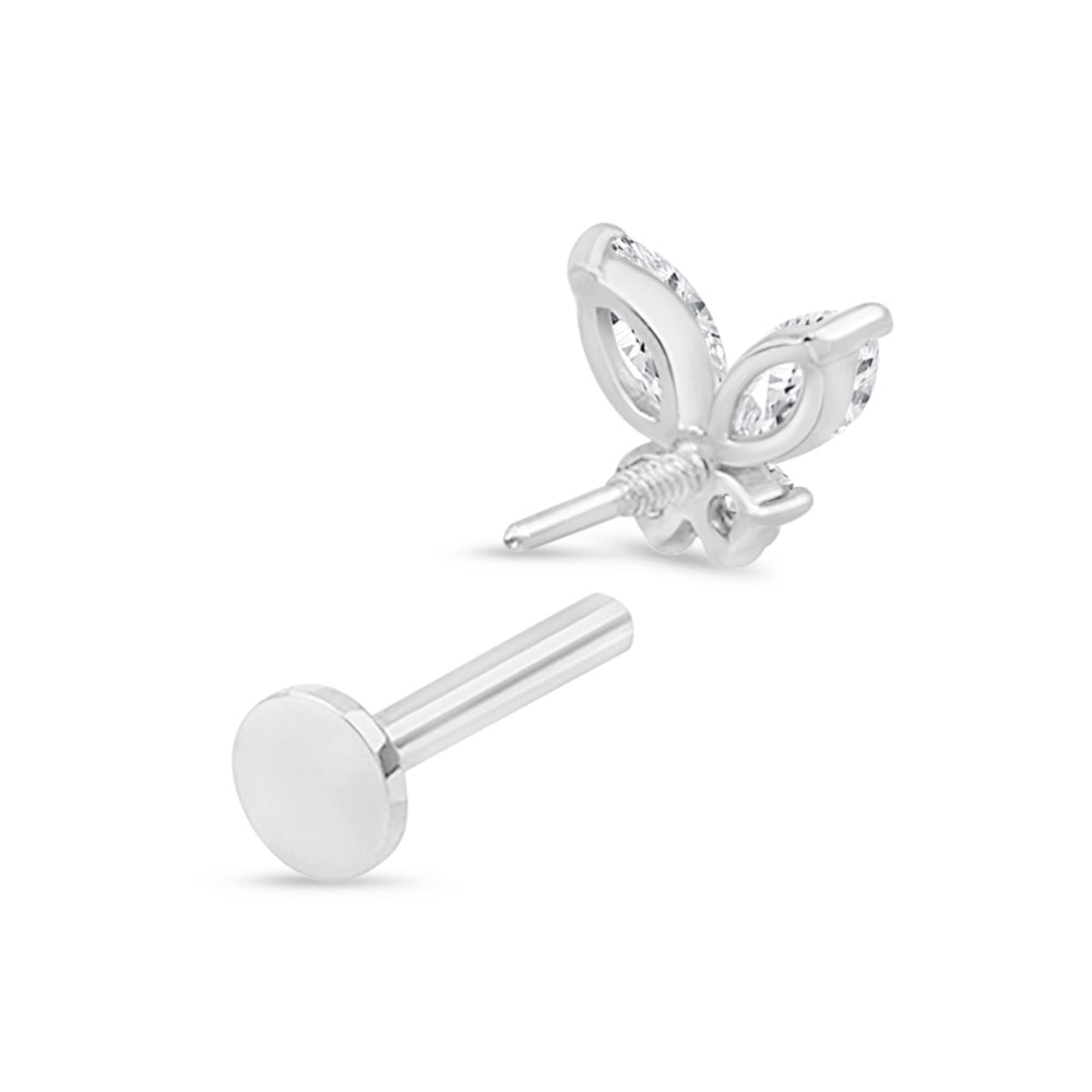 White Gold Fluttering Butterfly Flat Back Earring - Image 9