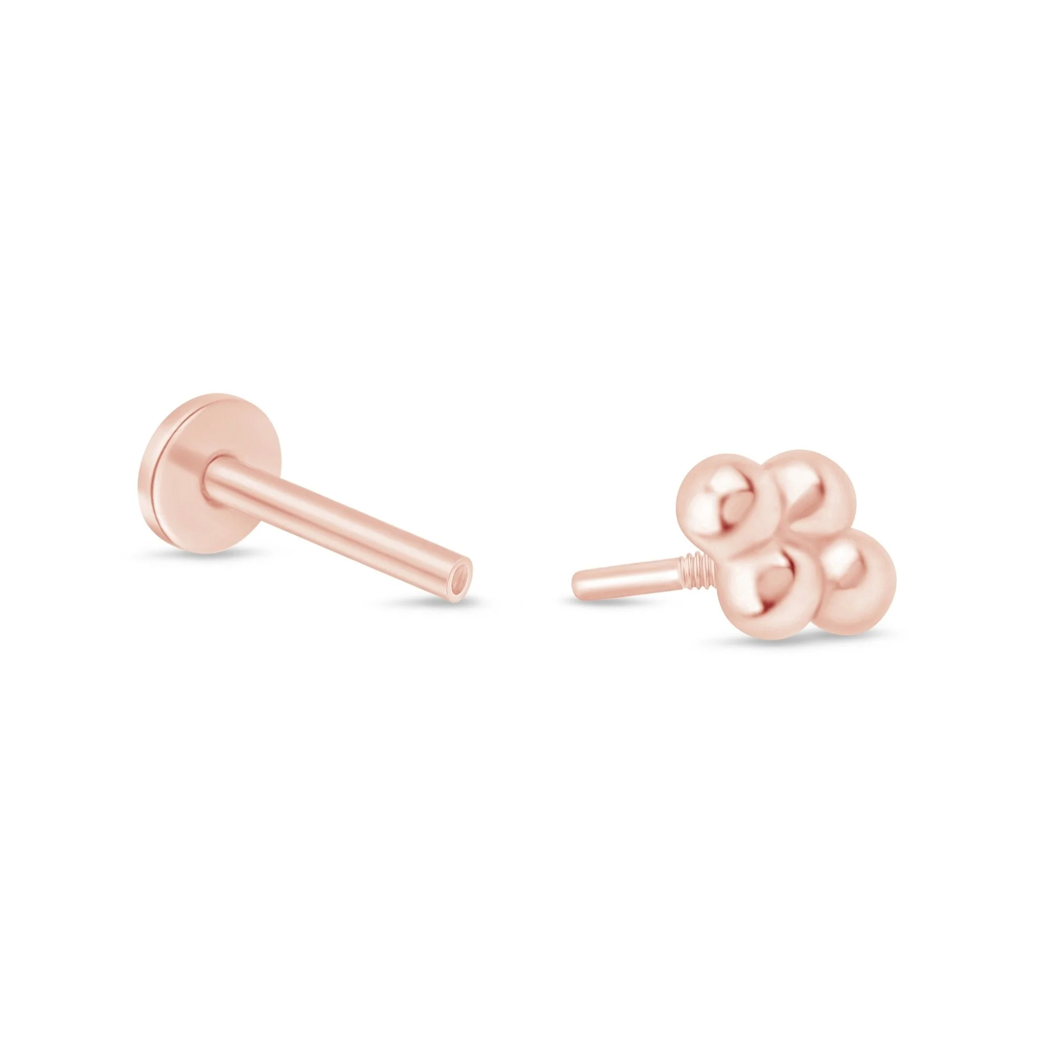 Rose Gold Bead Cluster Cartilage Flat Back Earring - Image 6