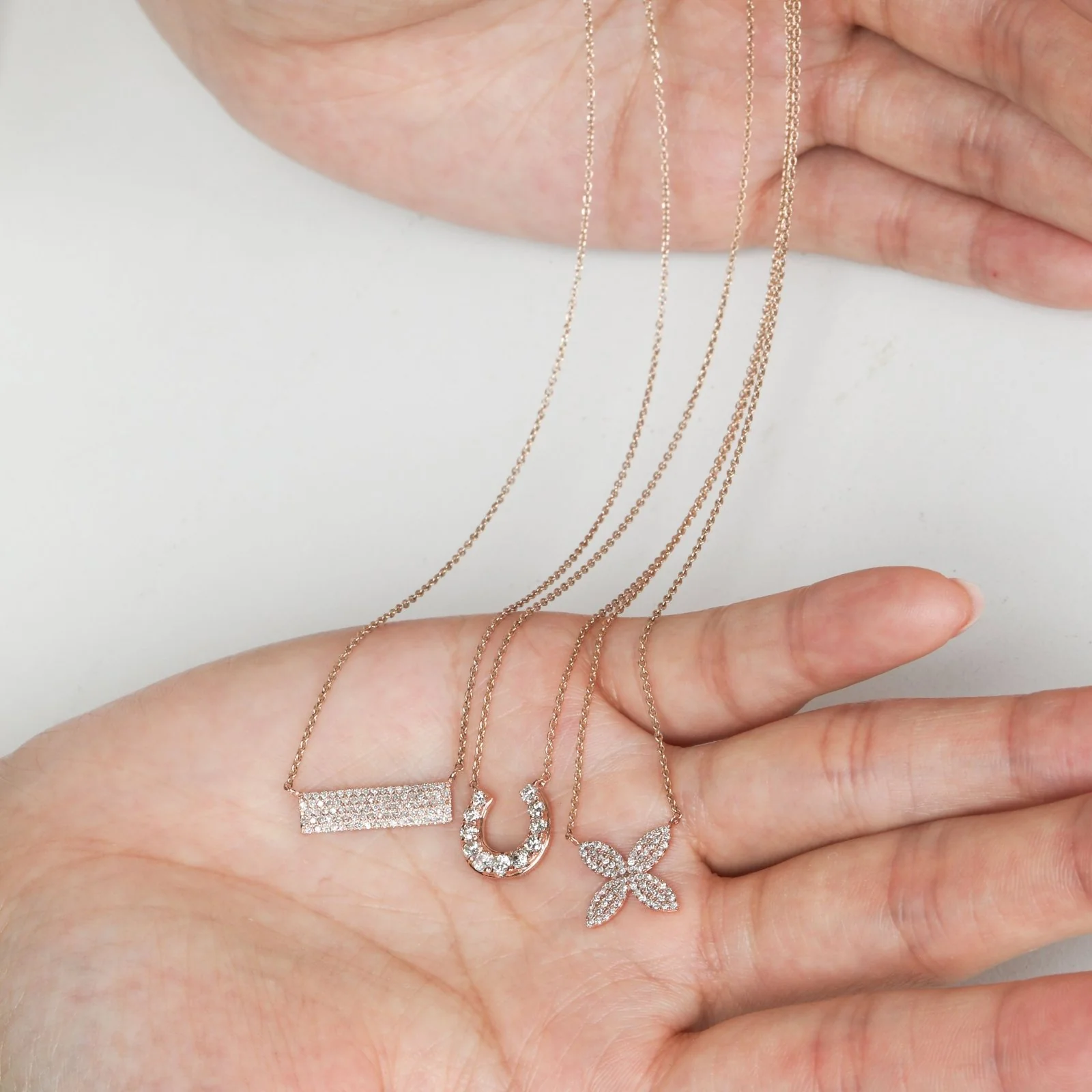 Rose Gold Four Petal Diamond Flower Necklace - Image 7