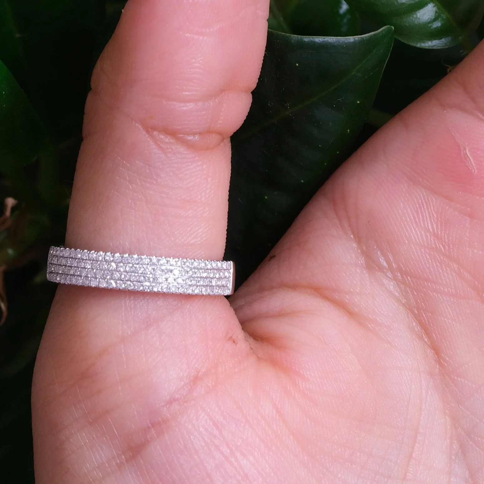 Four Row Diamond Ring in Solid 14k White Gold - Image 3