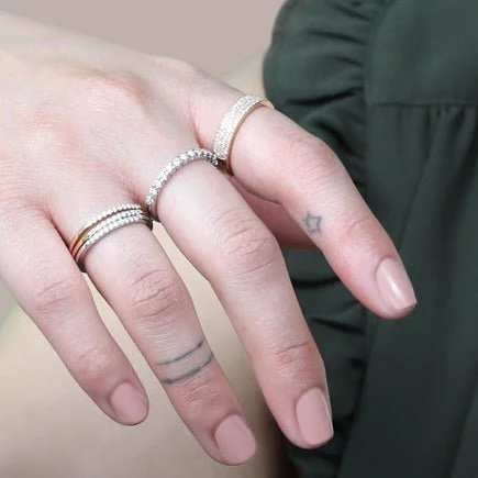 Four Row Diamond Ring in Solid 14k Yellow Gold - Image 4
