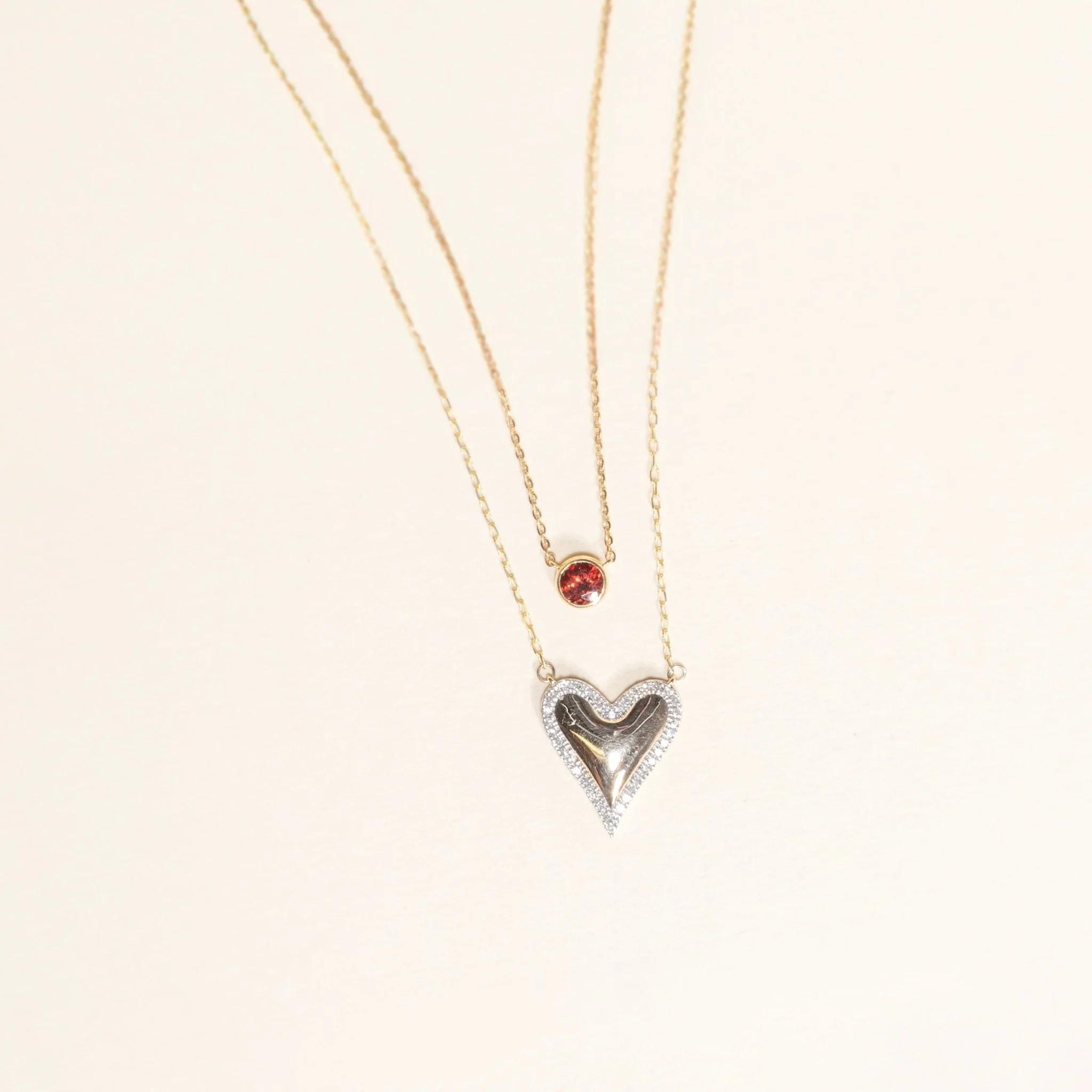 Yellow Gold Garnet Bezel Station Necklace - Image 5