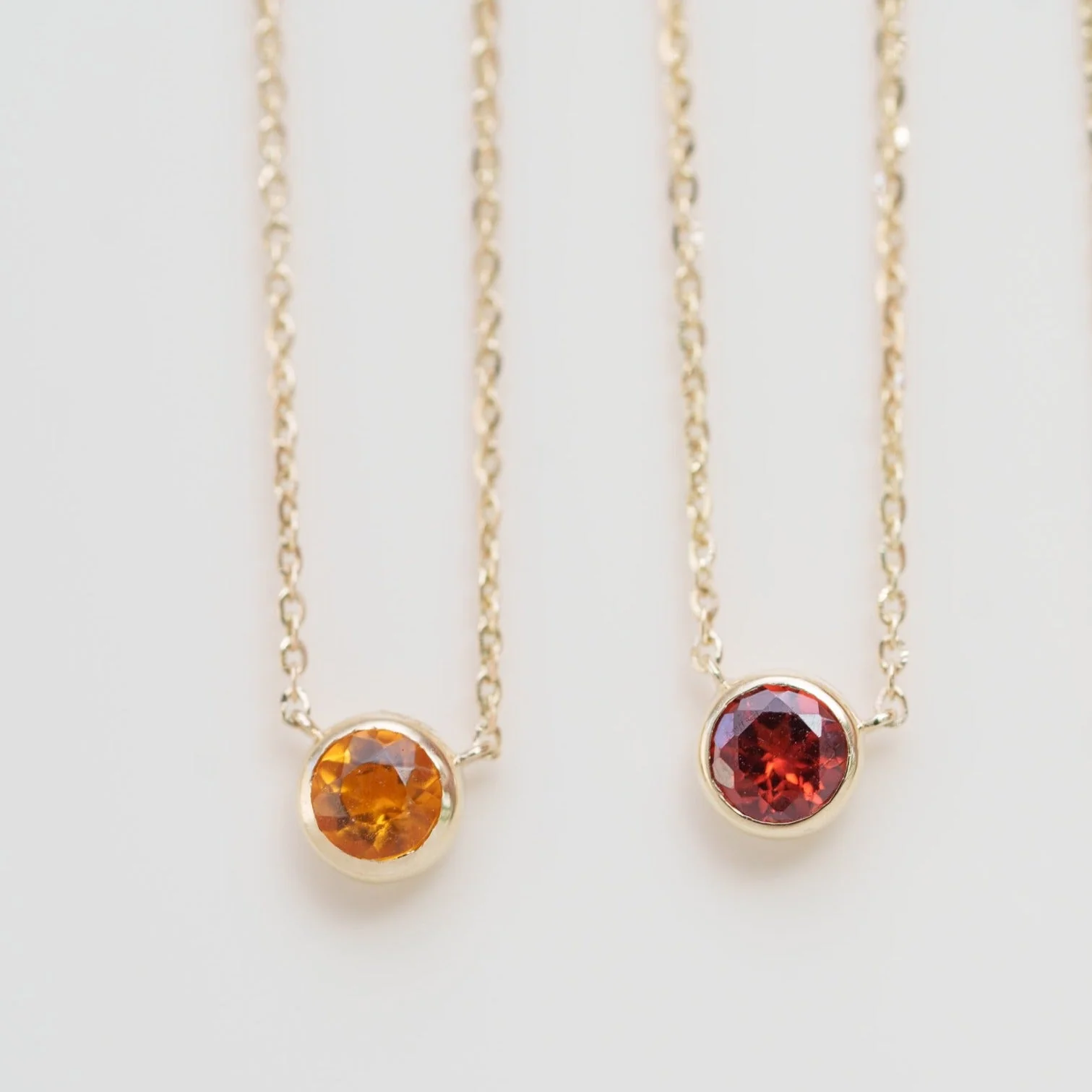 Yellow Gold Garnet Bezel Station Necklace - Image 6