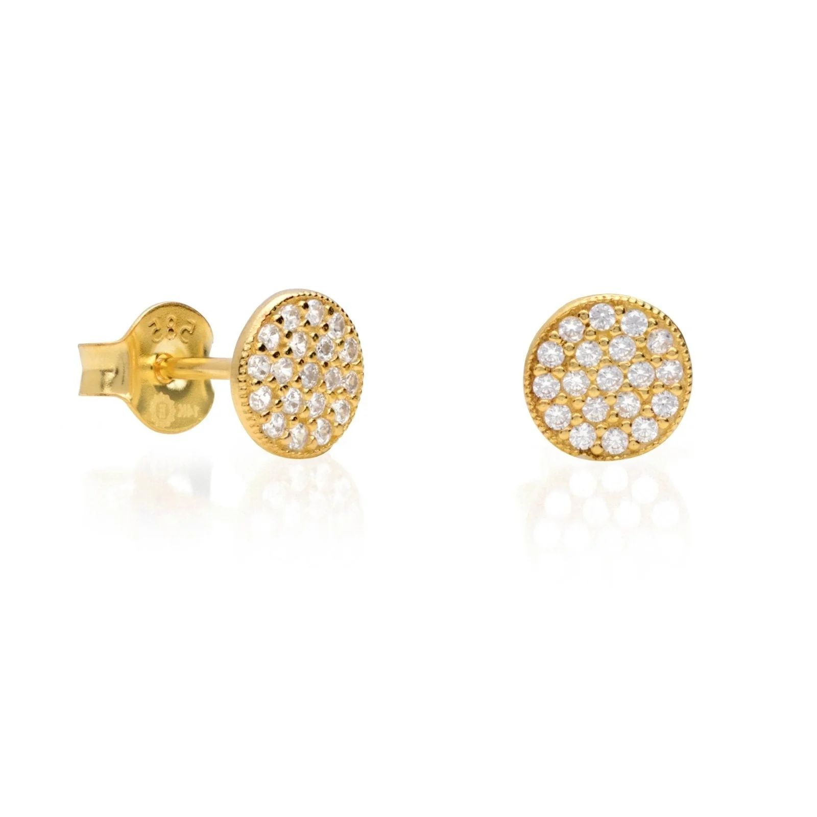 Yellow Gold Circular Stone Studs