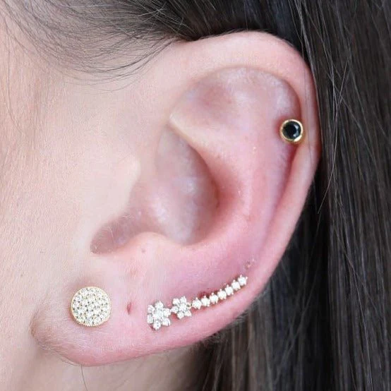 Yellow Gold Circular Stone Studs - Image 3
