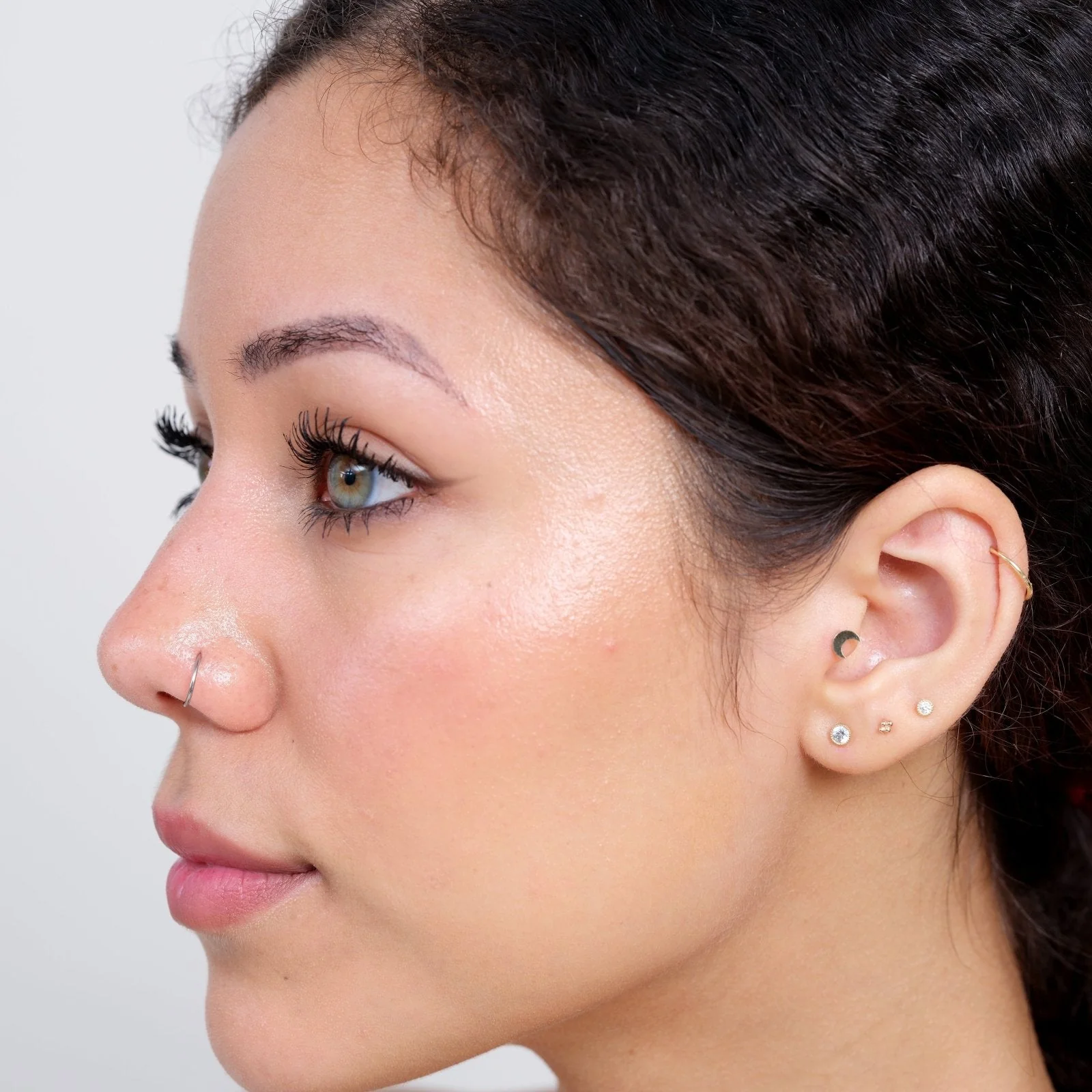 Rose Gold Gemstone Milgrain Set Flat Back Earring - Image 2