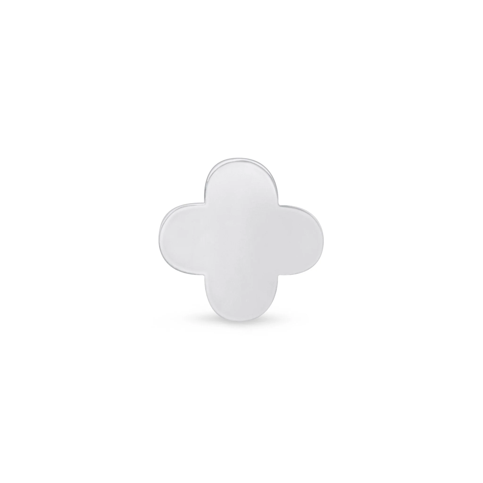 White Gold Clover Flat Back Threaded Stud Earring