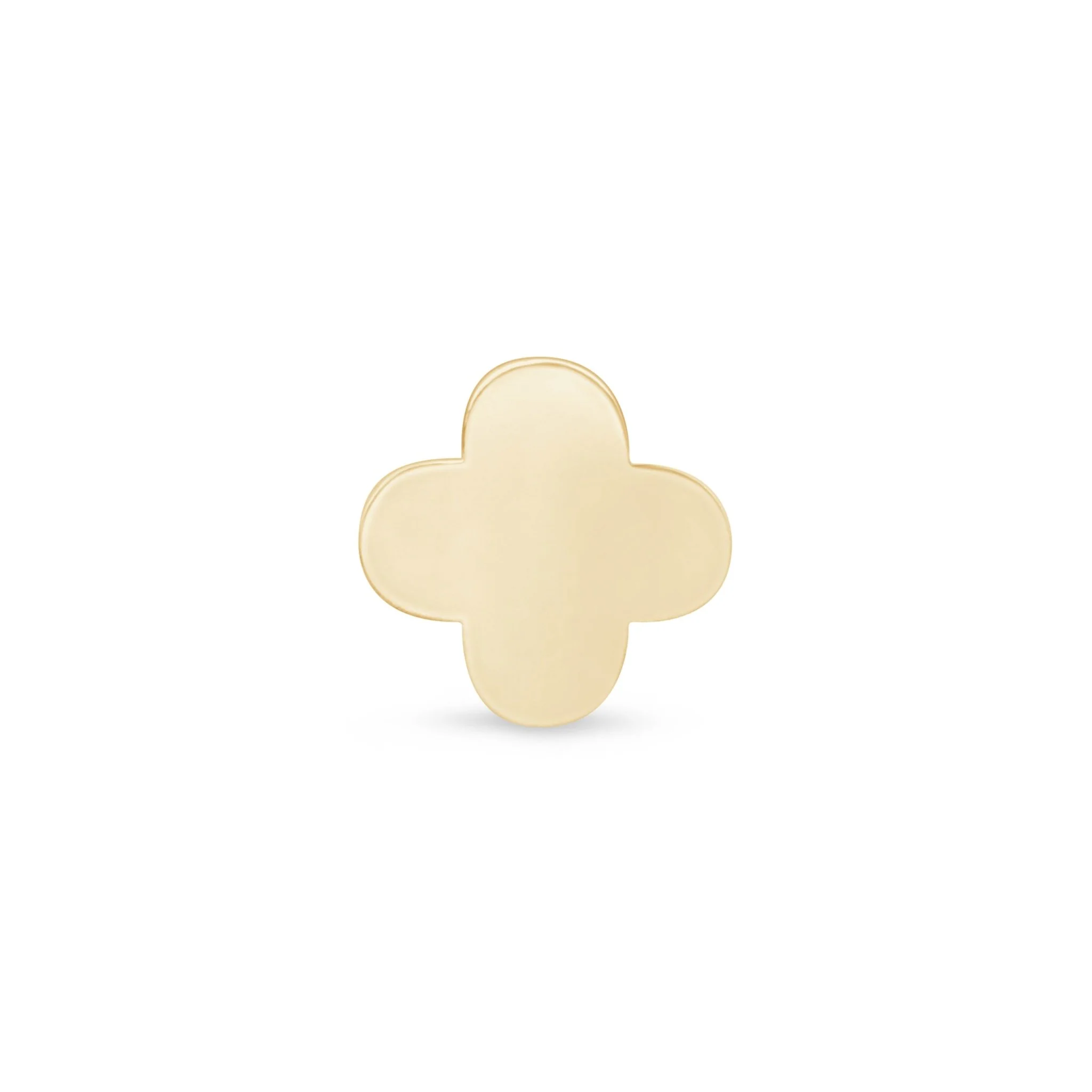 Yellow Gold Clover Flat Back Threaded Stud Earring