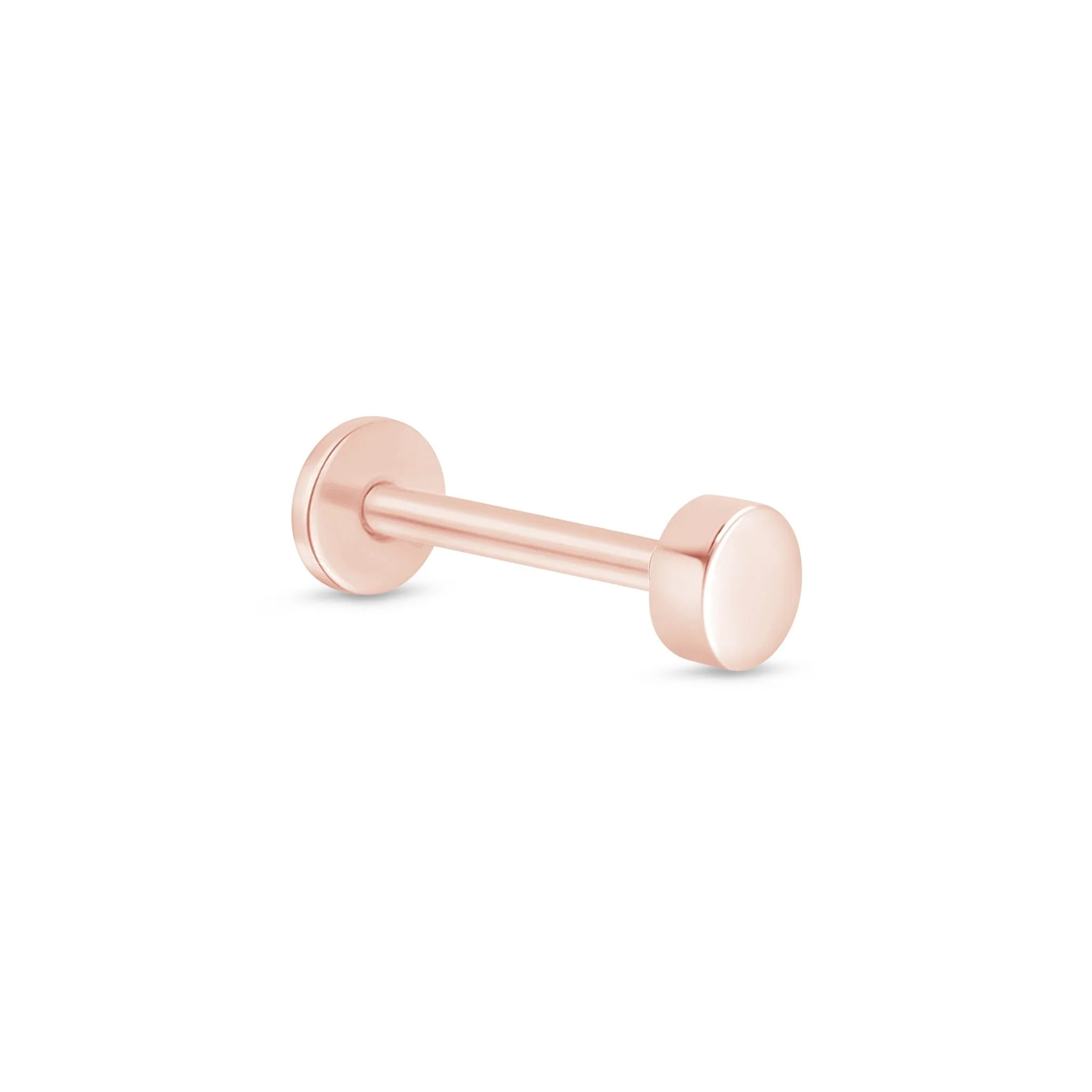 Rose Gold Round Disc Threaded Flat Back Earring