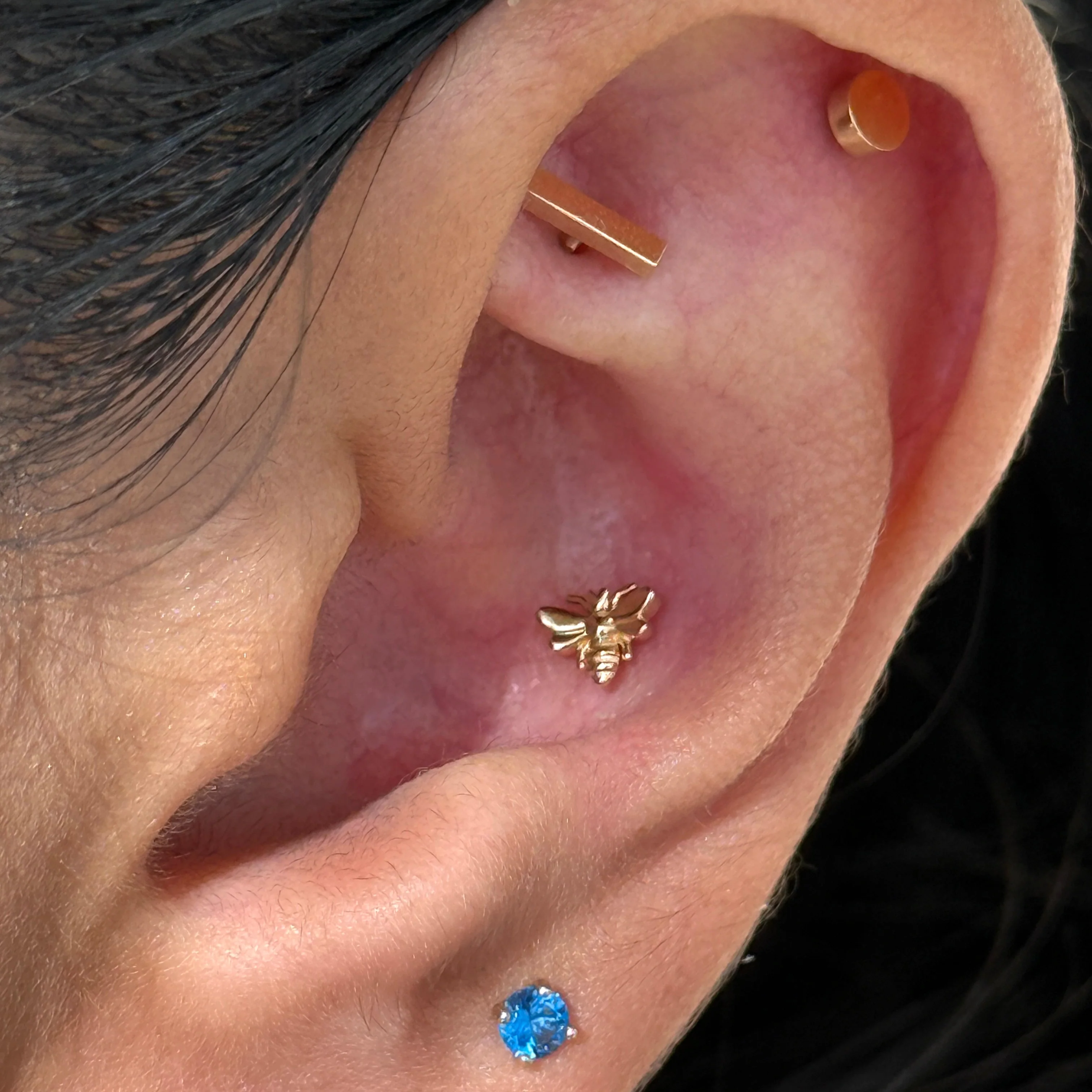 Yellow Gold Disc Flat Back Threaded Stud Earring - Image 10