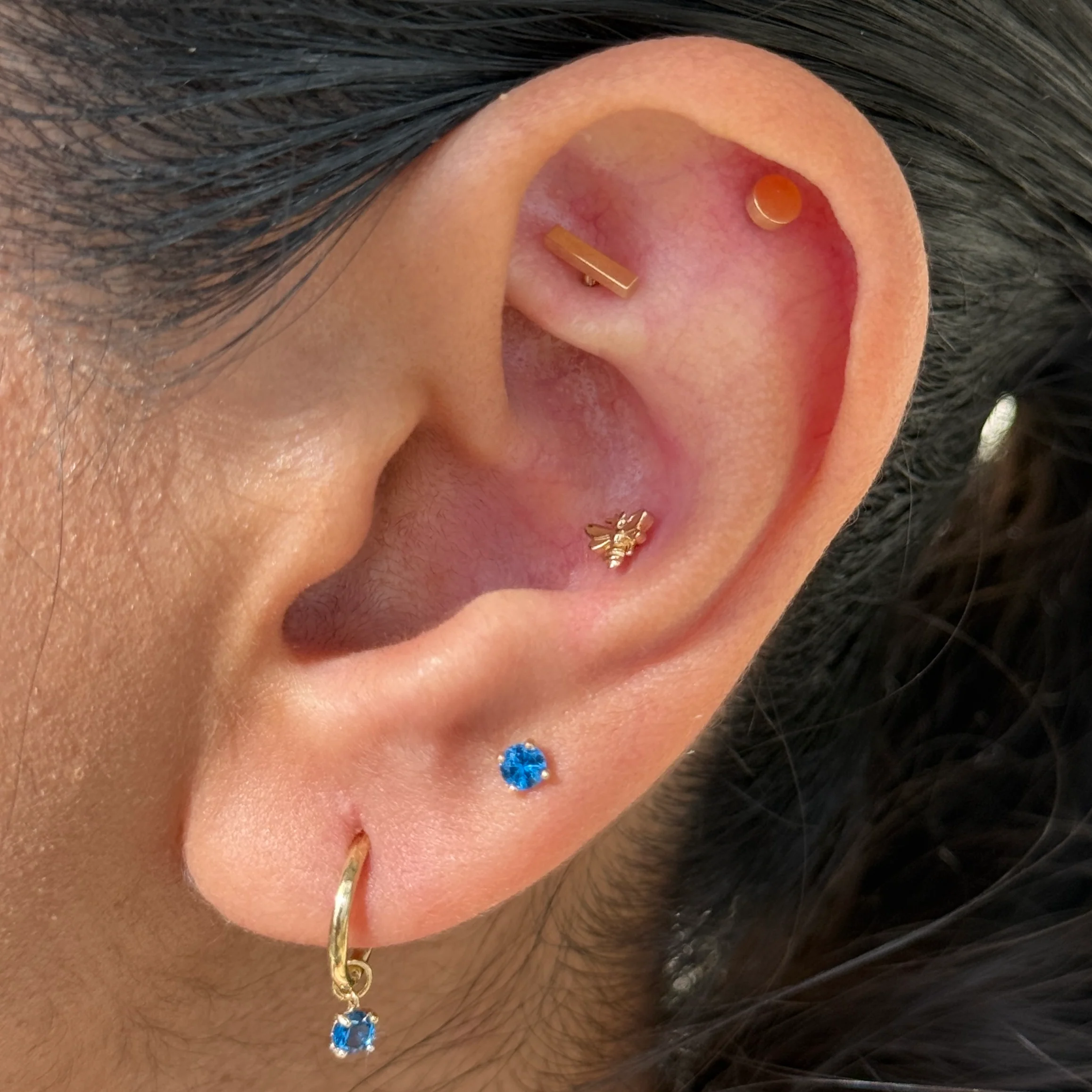 Yellow Gold Disc Flat Back Threaded Stud Earring - Image 5