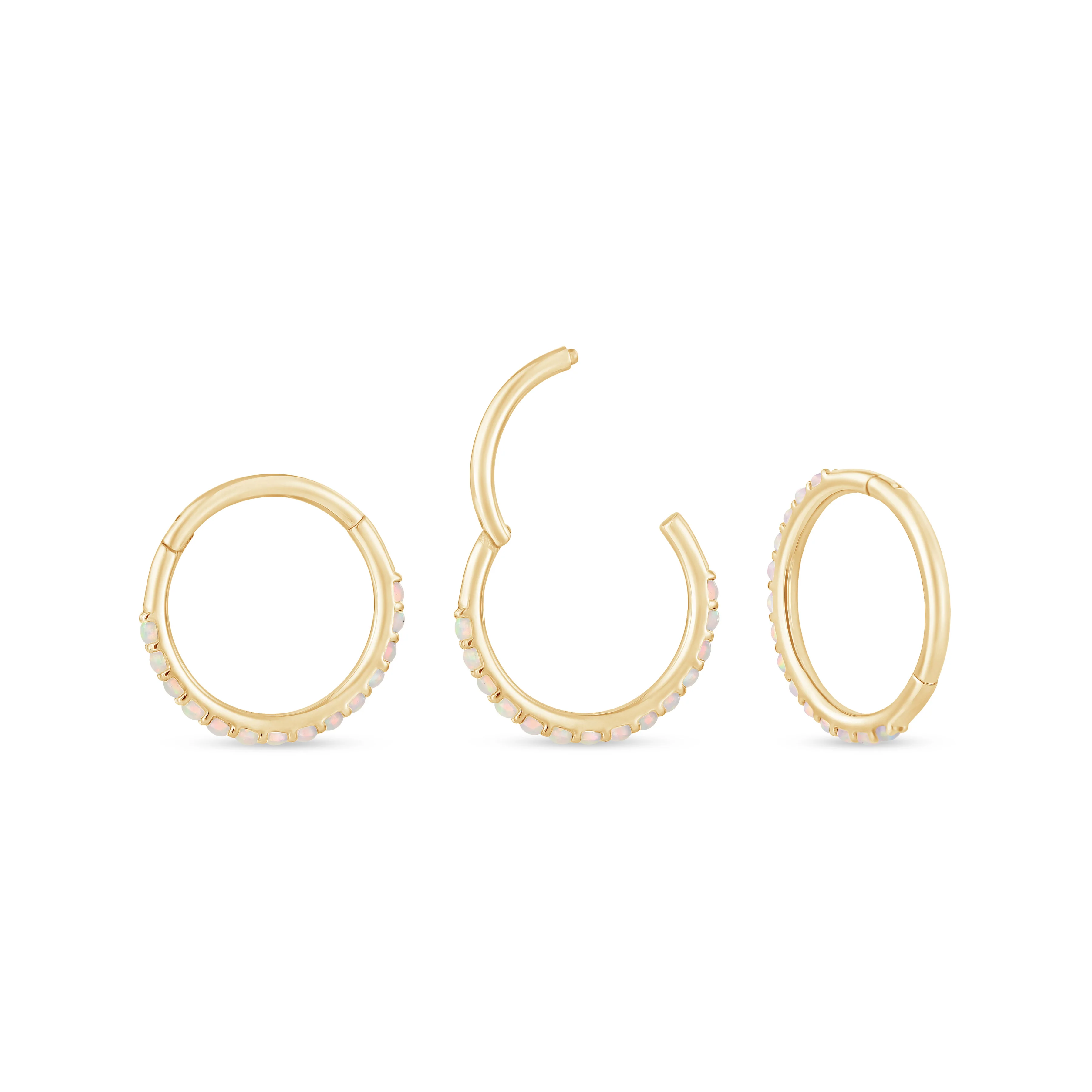 Yellow Gold Opal Cartilage Hoop - Image 11