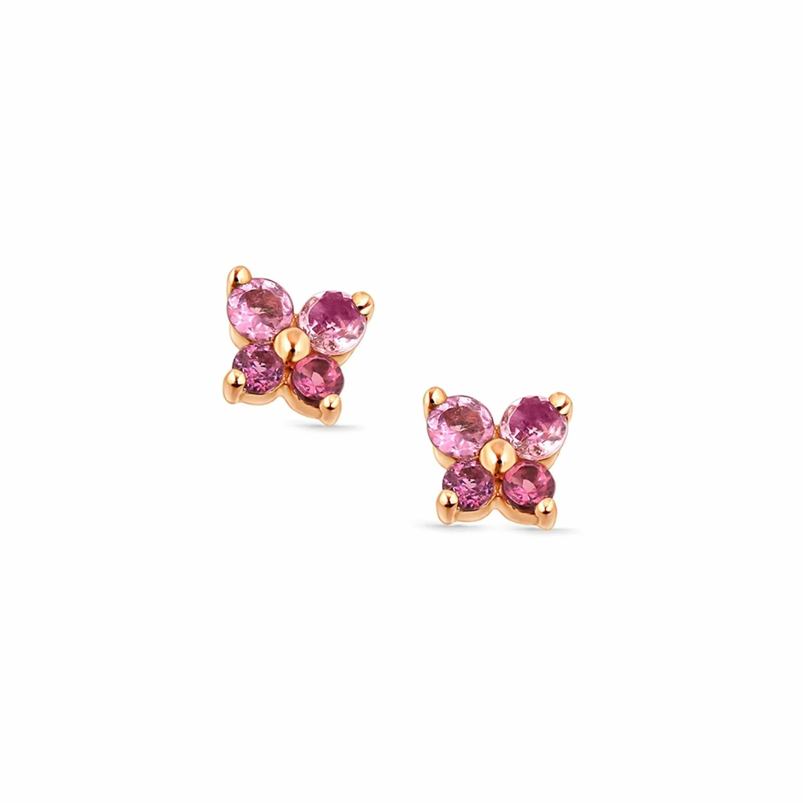 Rose Gold Pink Tourmaline Butterfly Stud