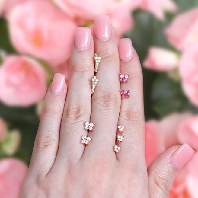 Rose Gold Pink Tourmaline Butterfly Stud - Image 3