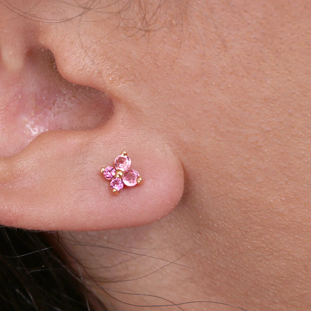 Rose Gold Pink Tourmaline Butterfly Stud - Image 5