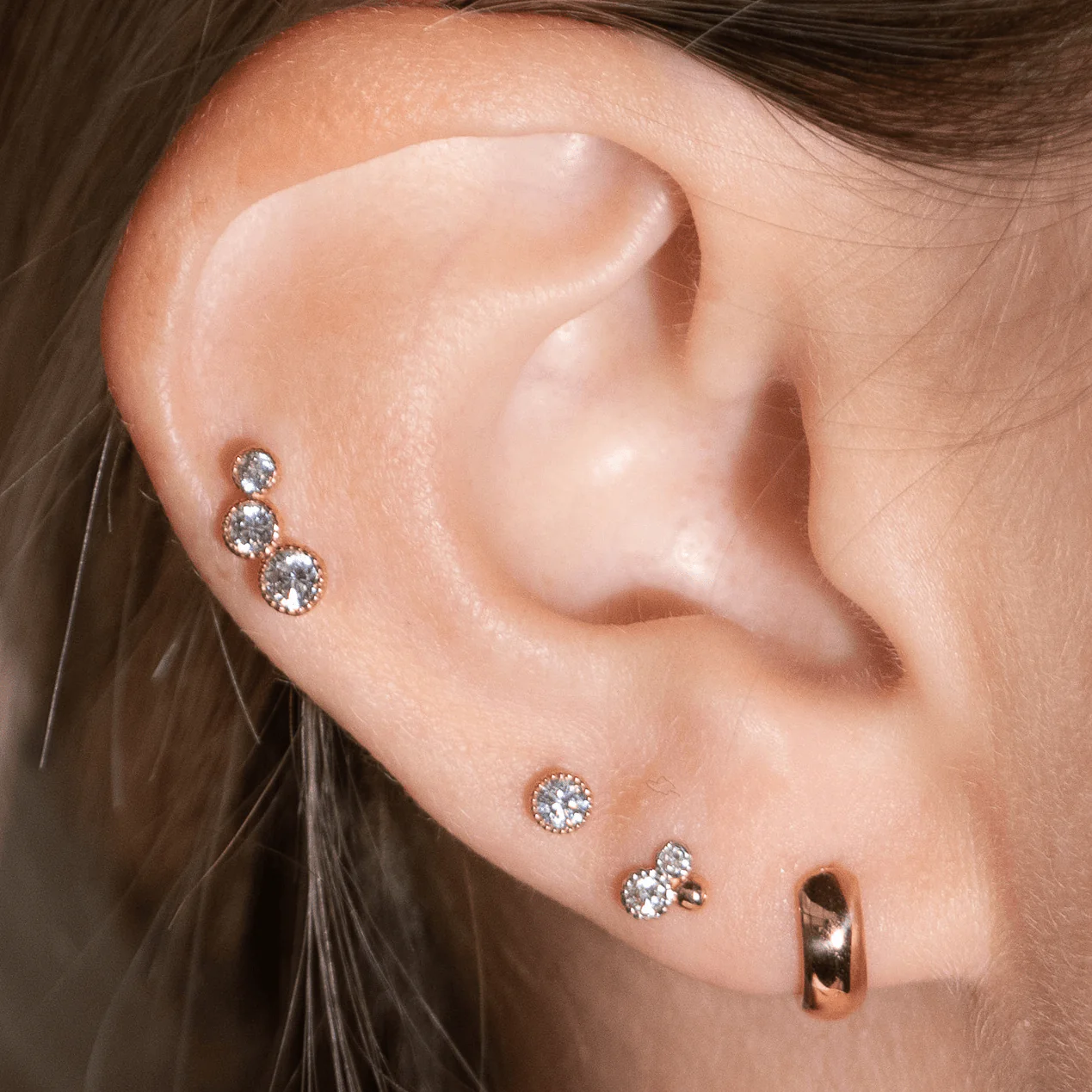 White Gold Gemstone Milgrain Set Flat Back Earring - Image 8
