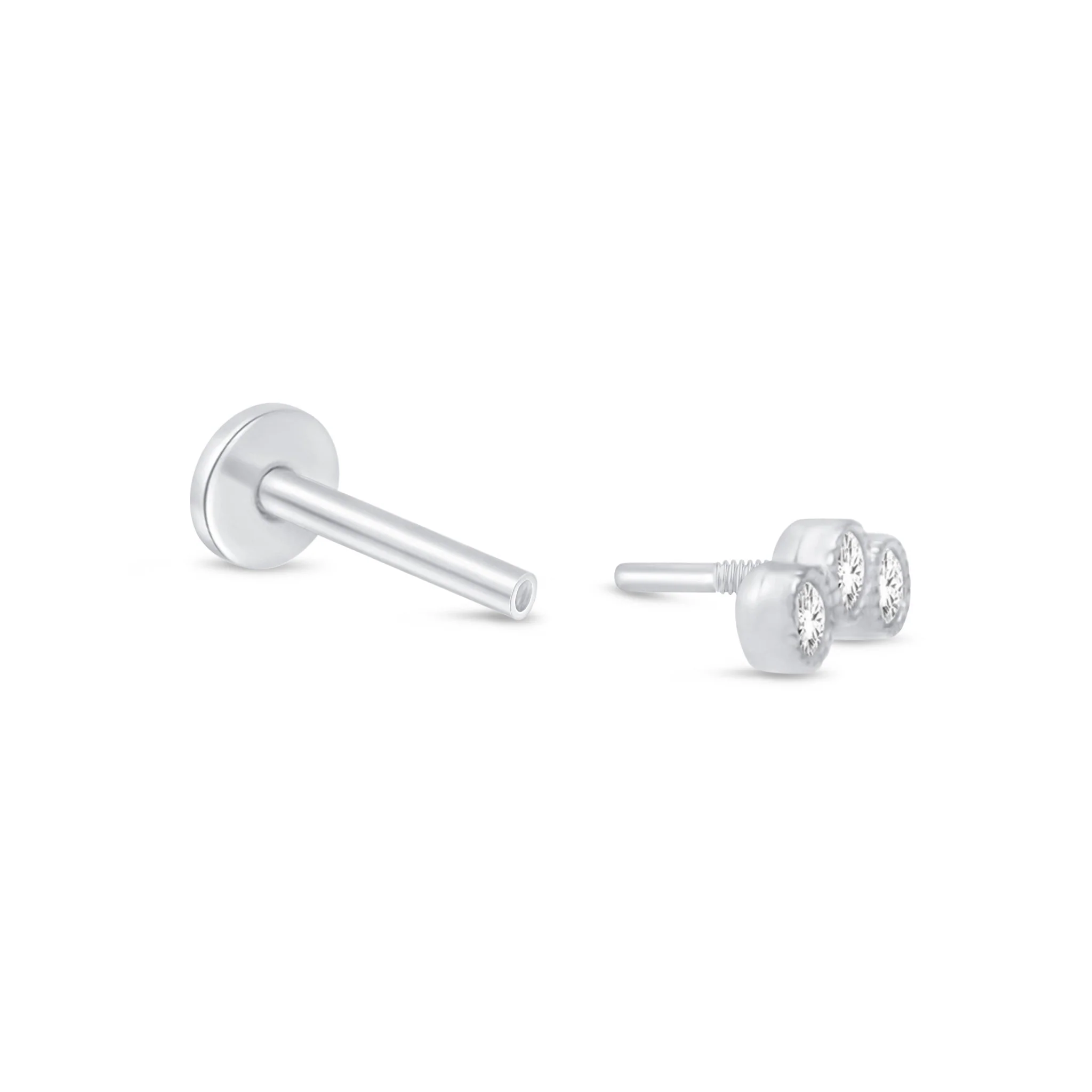 White Gold Gemstone Milgrain Set Flat Back Earring - Image 9