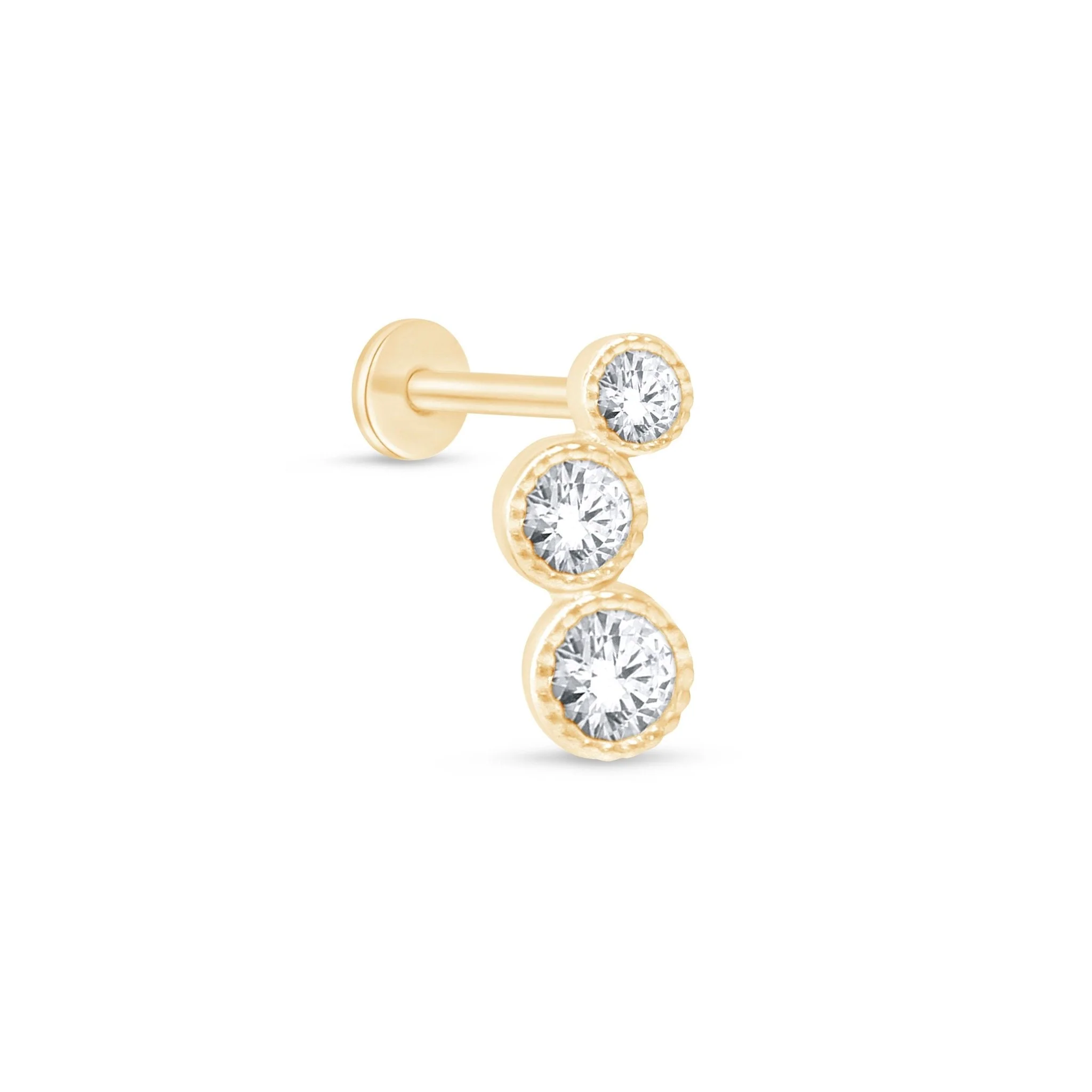 Yellow Gold Gemtone Milgrain Flat Back Earring