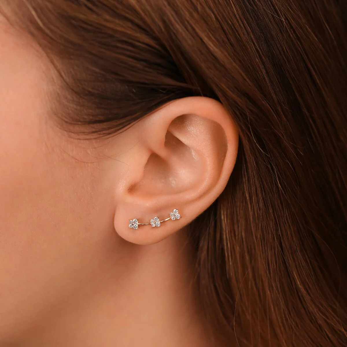 Yellow Gold 18k Diamond Butterfly Ear Climber - Image 3