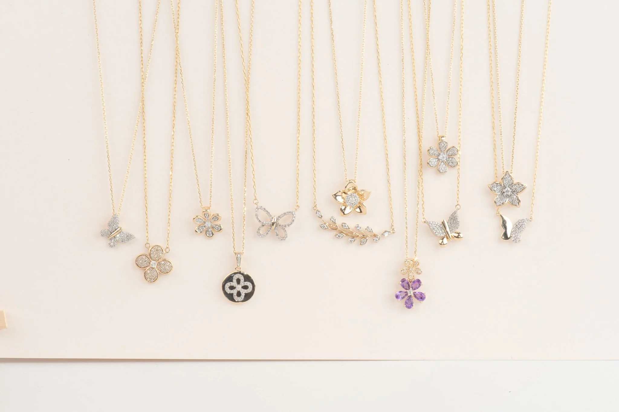 Yellow Gold Diamond Butterfly Pendant Necklace - Image 4