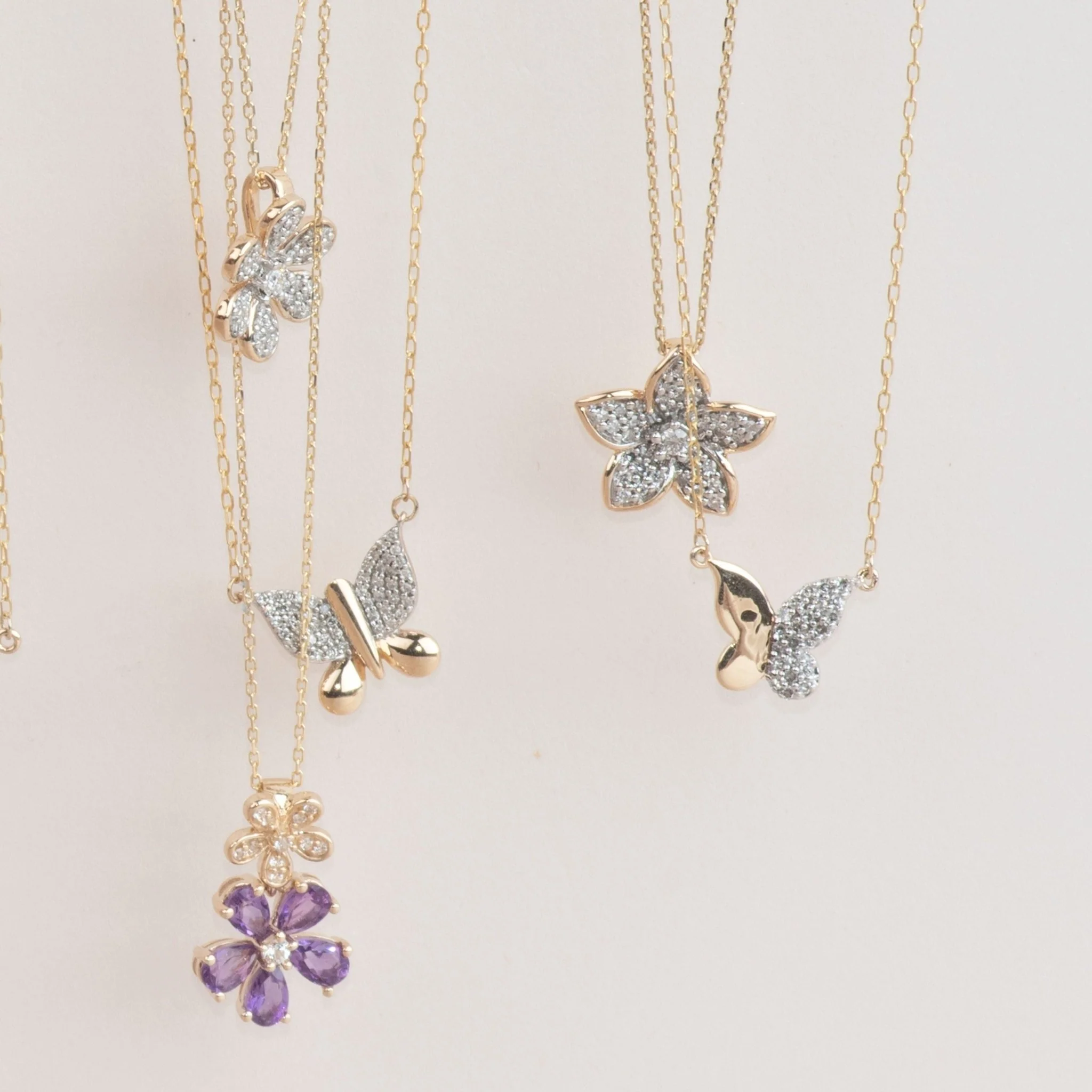 Yellow Gold Diamond Butterfly Pendant Necklace - Image 5