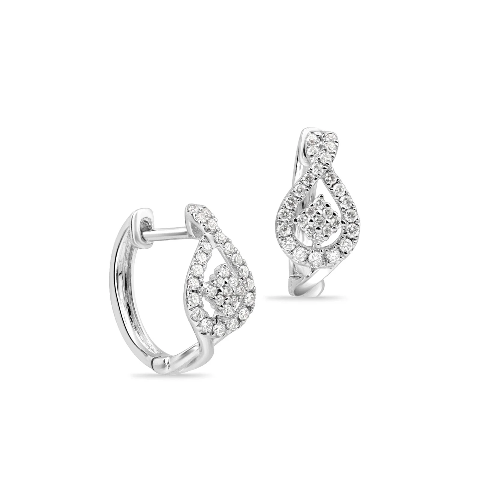 White Gold Halo Diamond Huggie Hoop