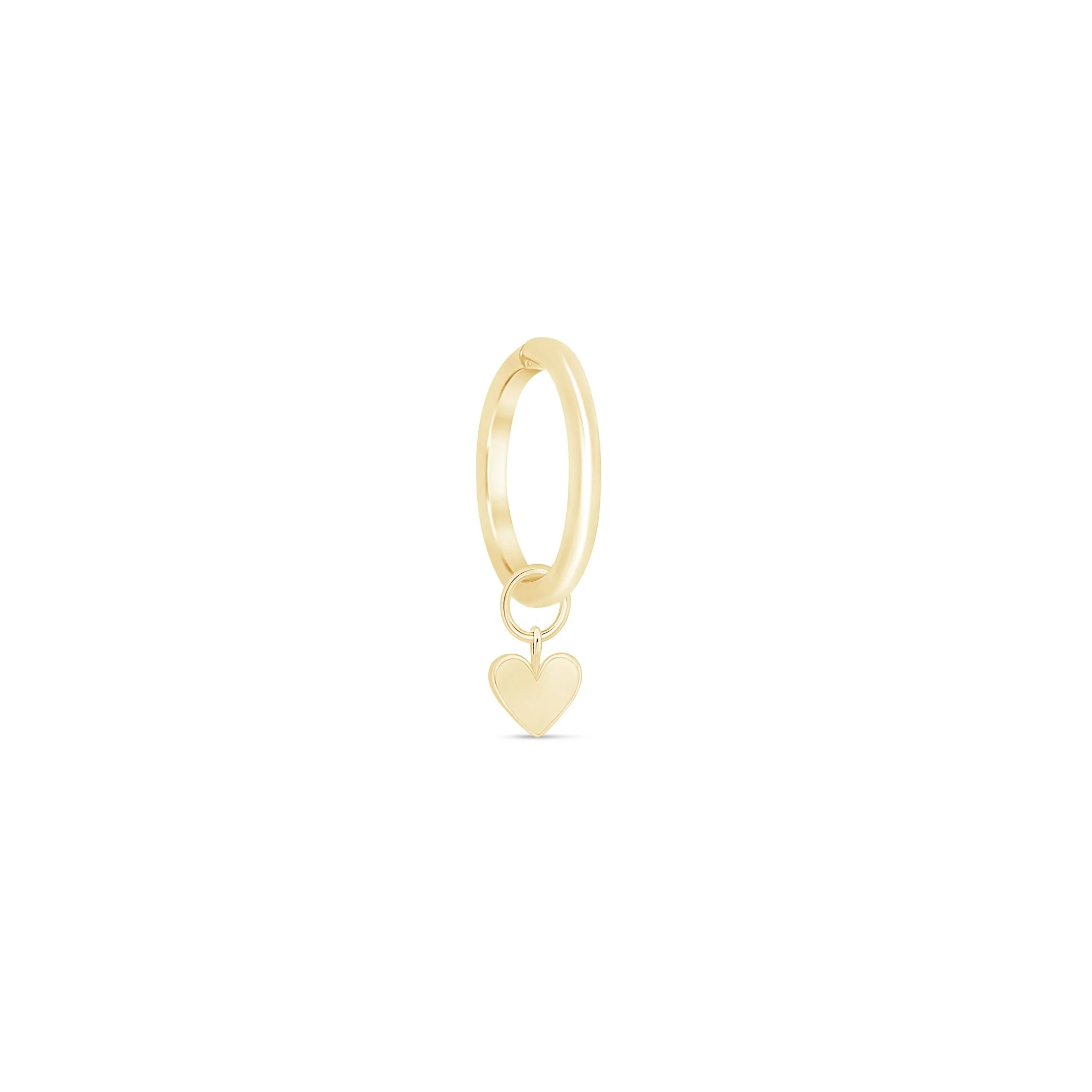 Yellow Gold Heart Charm Hoop