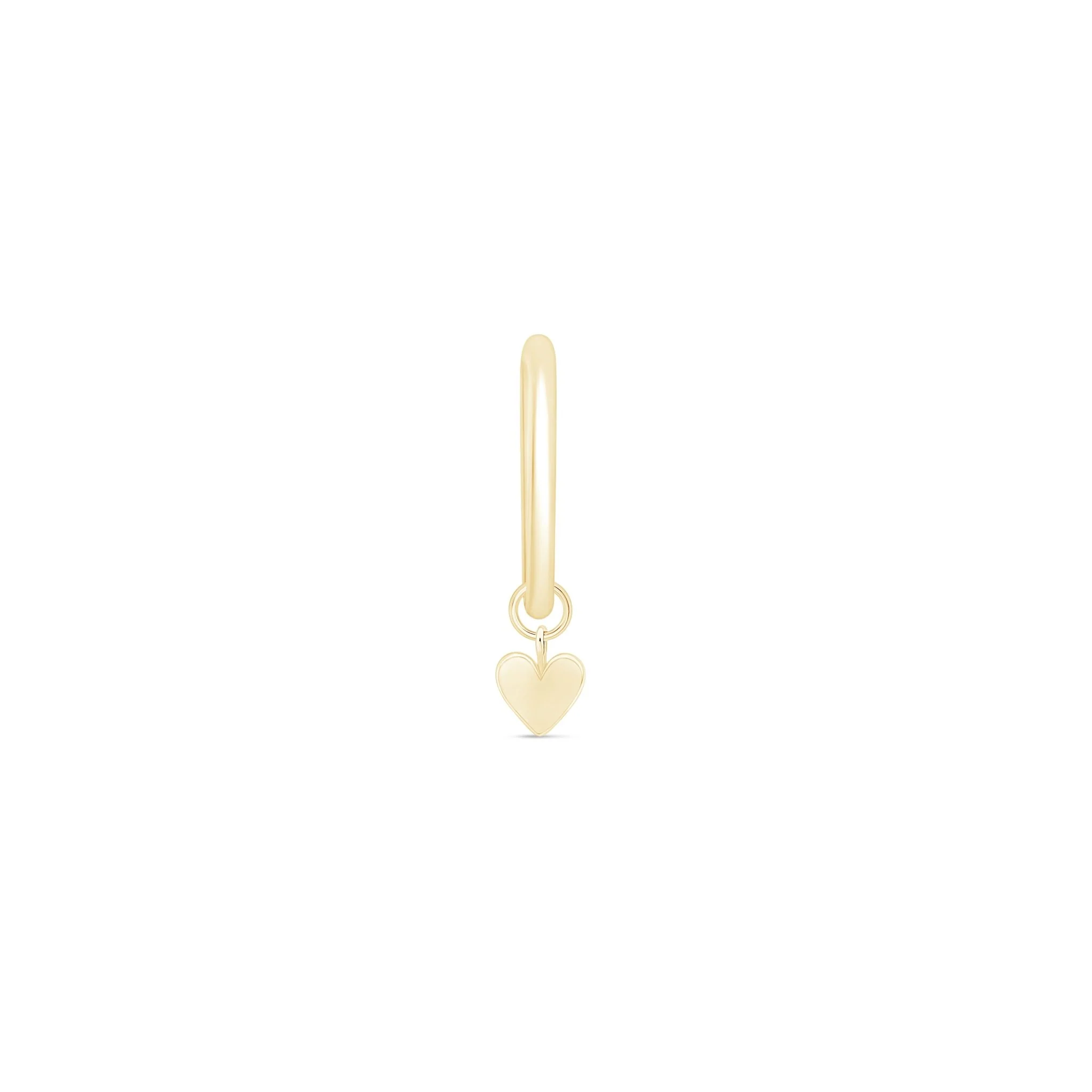 Yellow Gold Heart Charm Hoop - Image 8