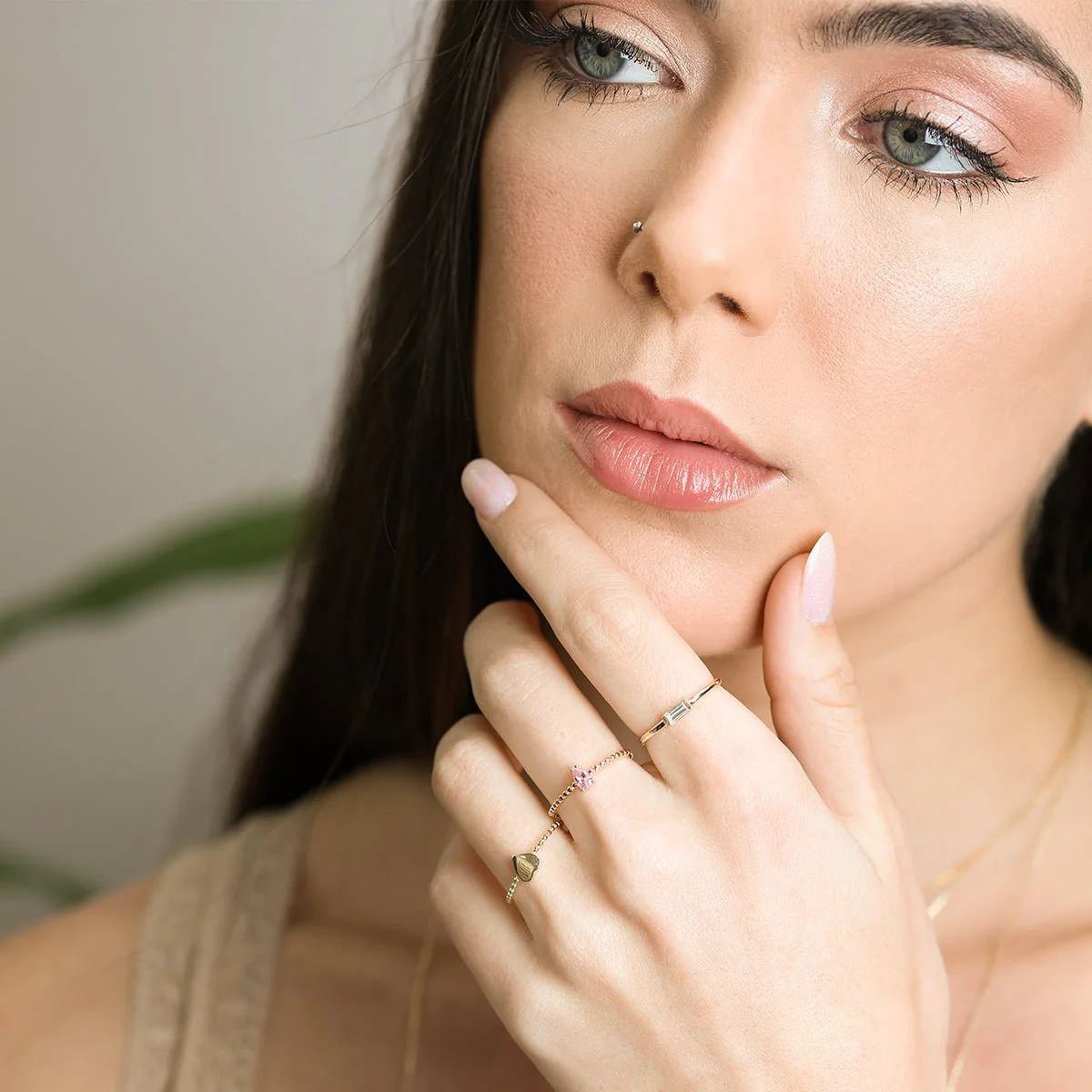 Heart Beaded Cocktail Ring in Solid 14k Yellow Gold - Image 2