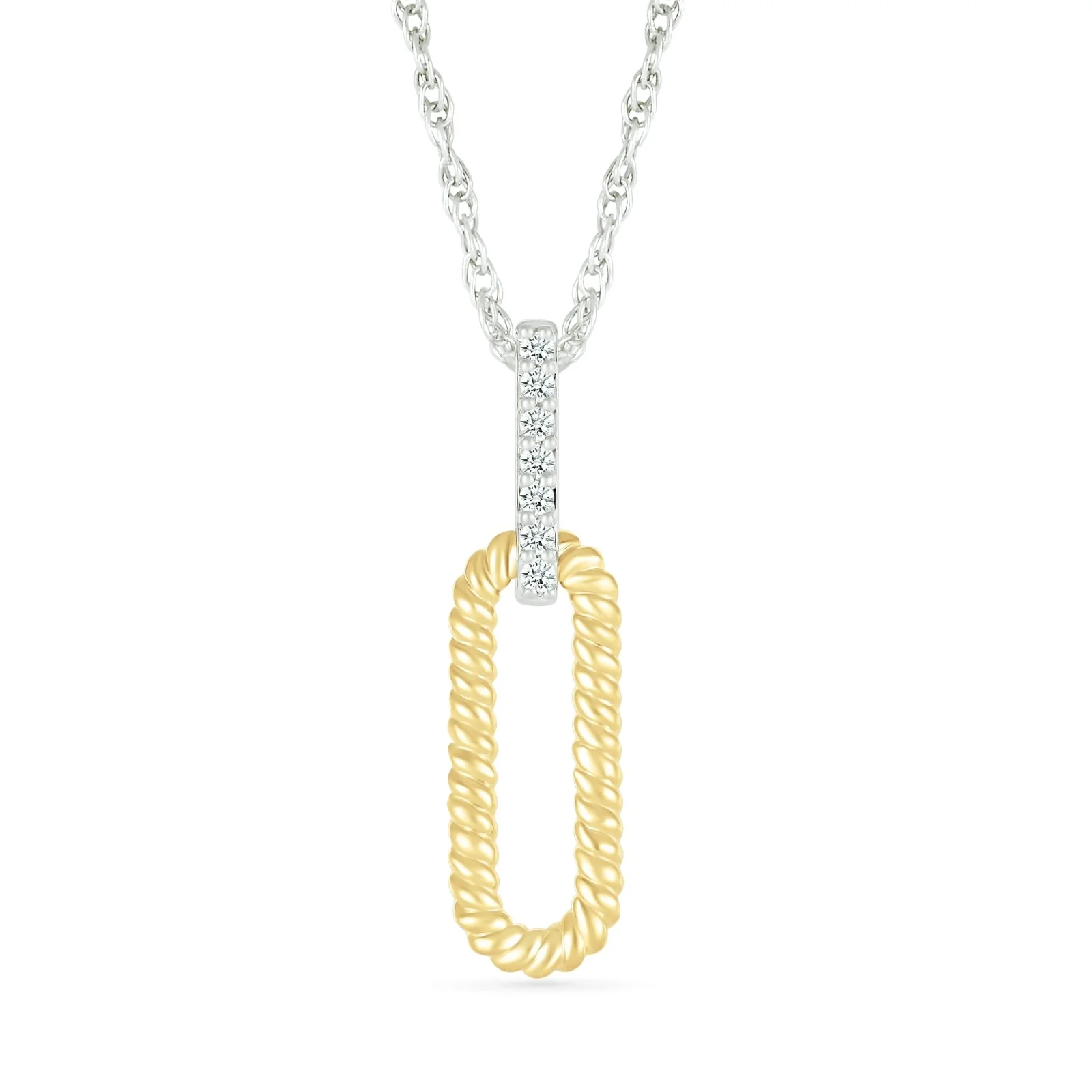 Yellow Gold Diamond Twisted Paperclip Necklace