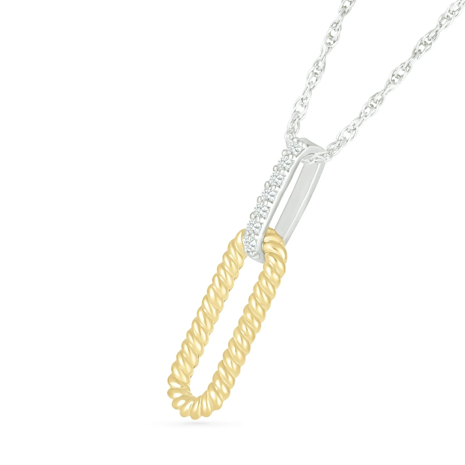Yellow Gold Diamond Twisted Paperclip Necklace - Image 4